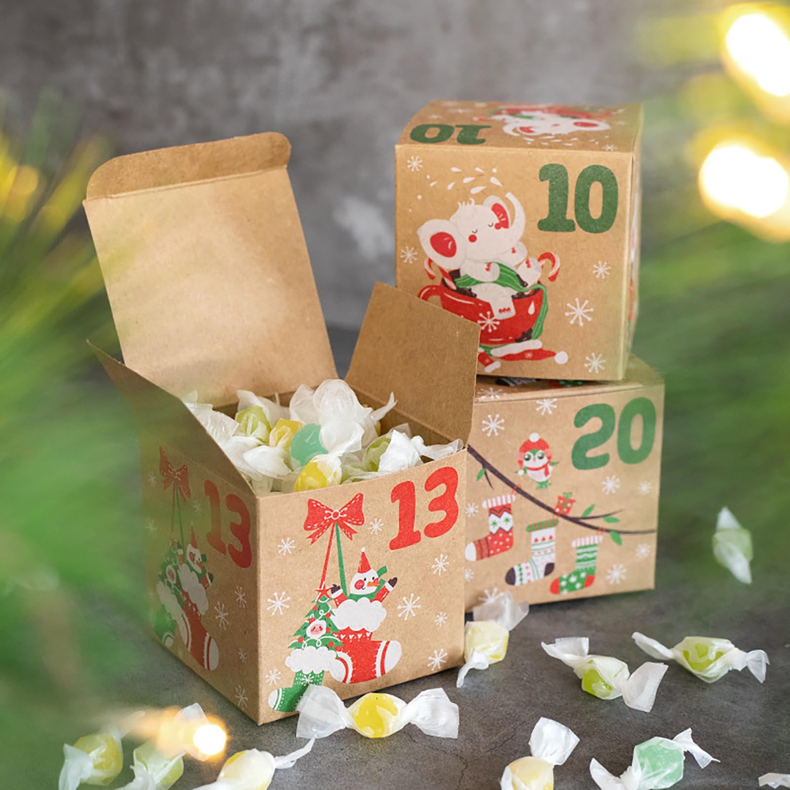 Lot De 8 Boîtes à Biscuits De Noël Rectangulaires - Emballage Cadeau Métallique Argenté Pour Bonbons Et Gourmandises