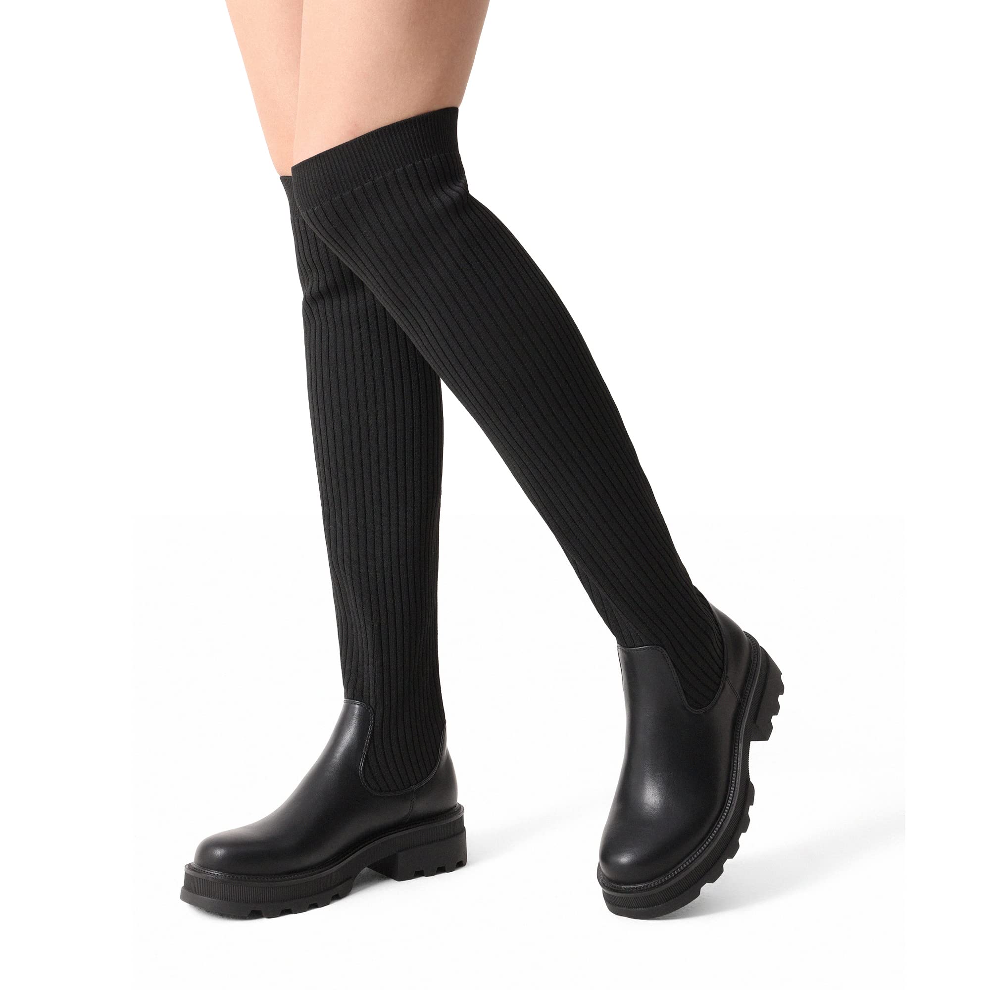 DREAM PAIRS Botas De Caña Extra Larga de Mujer Botas por Arriba de la Rodilla Botas Elástica Invierno Elegantes Y Estilo SDOB2201W-E