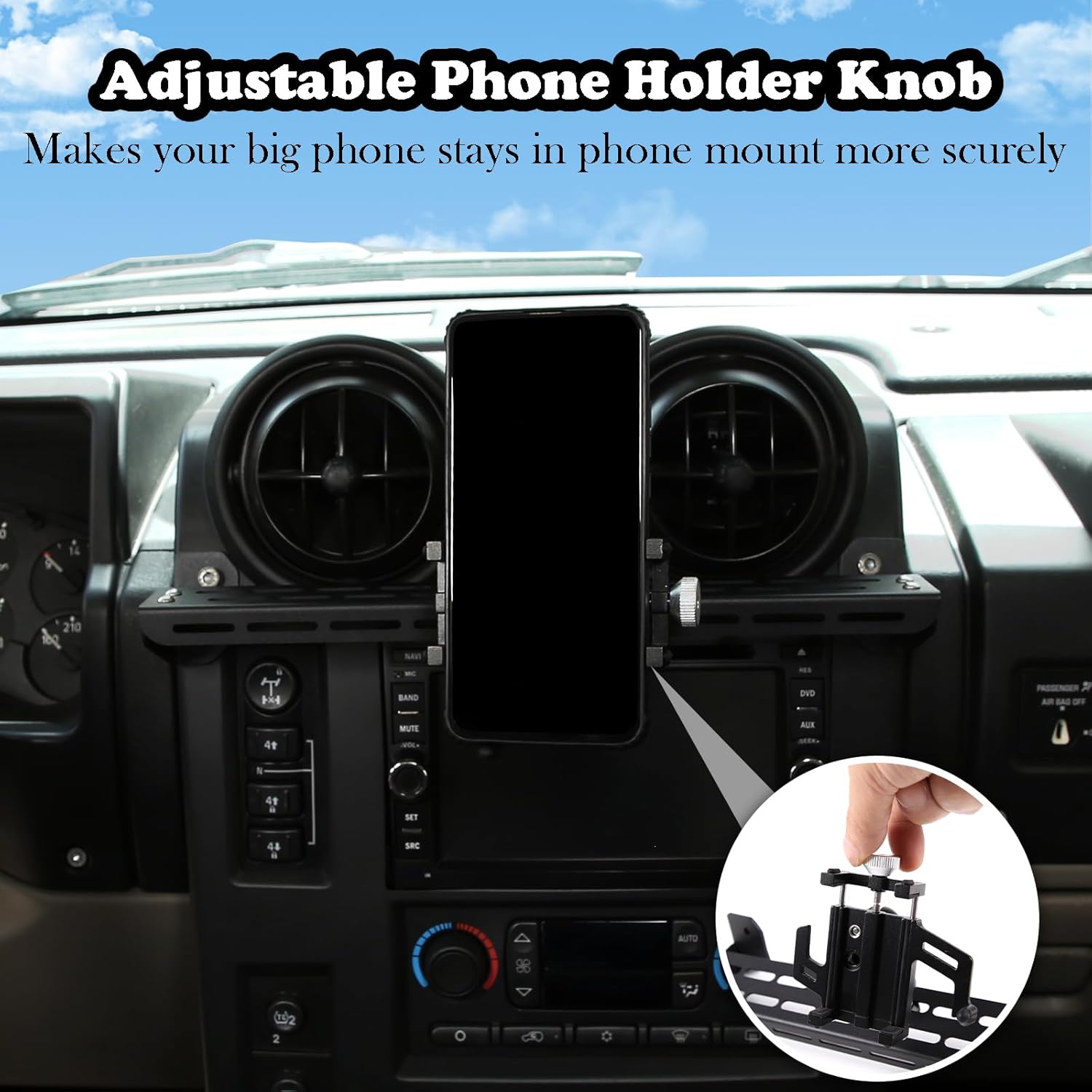 PIUGILH Car Instrument Panel Track Mobile Phone Holder Trim for Hummer H2 2003-2007 Central Control Air Vent Multifunctional Mobile Phone Holder