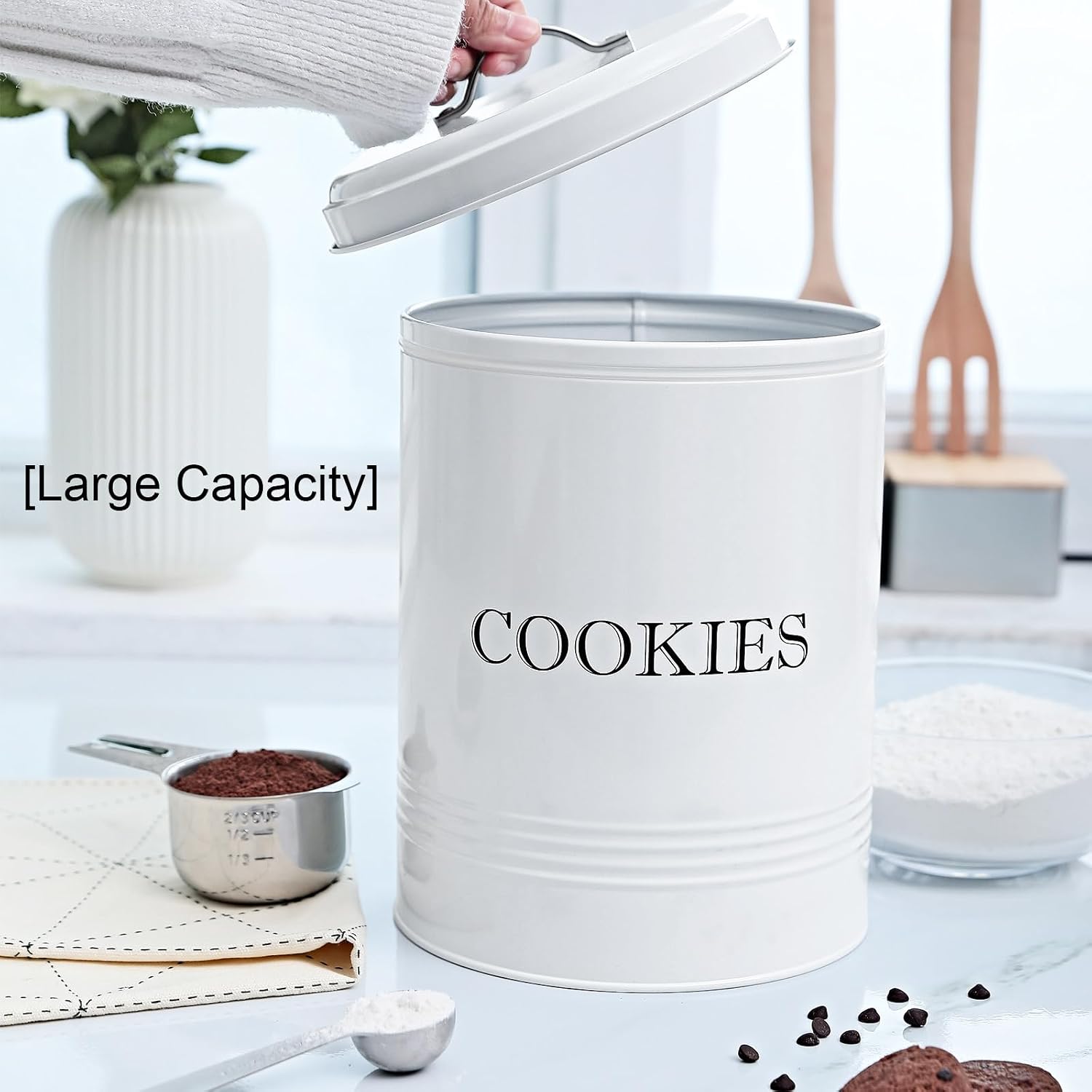 Brightalk Cookie Jar with Lid, Counter Top Canister Decorative Storage Container for Farmhouse Kitchen