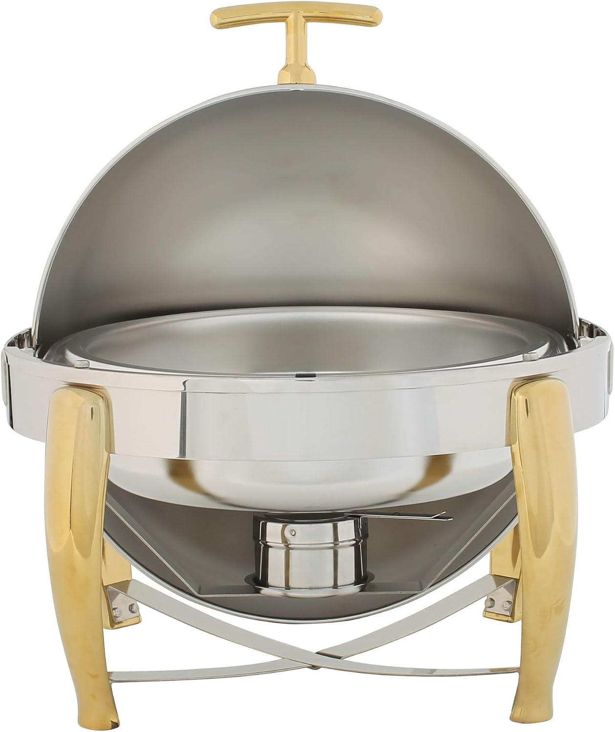 Winco Virtuoso Round Food Chafer, 6-Quart, Gold Accent