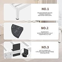 Vista 3 de MAF Marco de cama individual de 18 pulgadas, color blanco con patas de esquinas redondeadas, tope deslizante de colchón, no necesita somier, marco