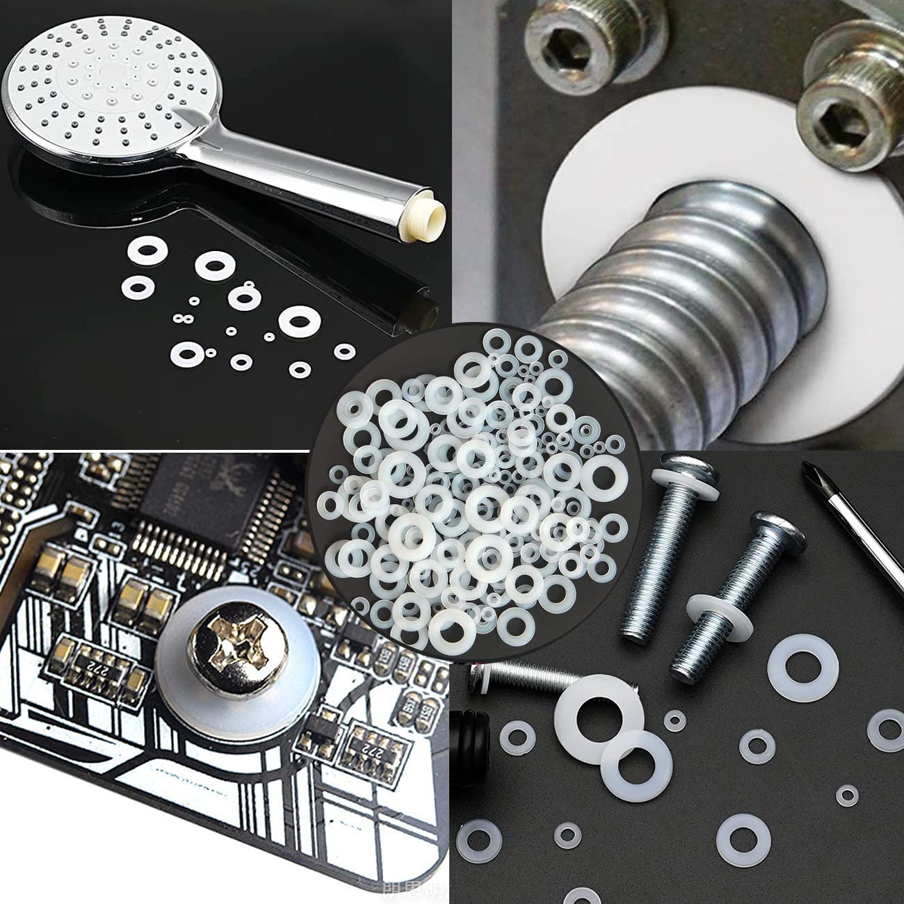 Rondelle In Nylon Nero M8&times;16&times;1.5 Mm - 40 Pezzi, Per Meccanica, Isolamento