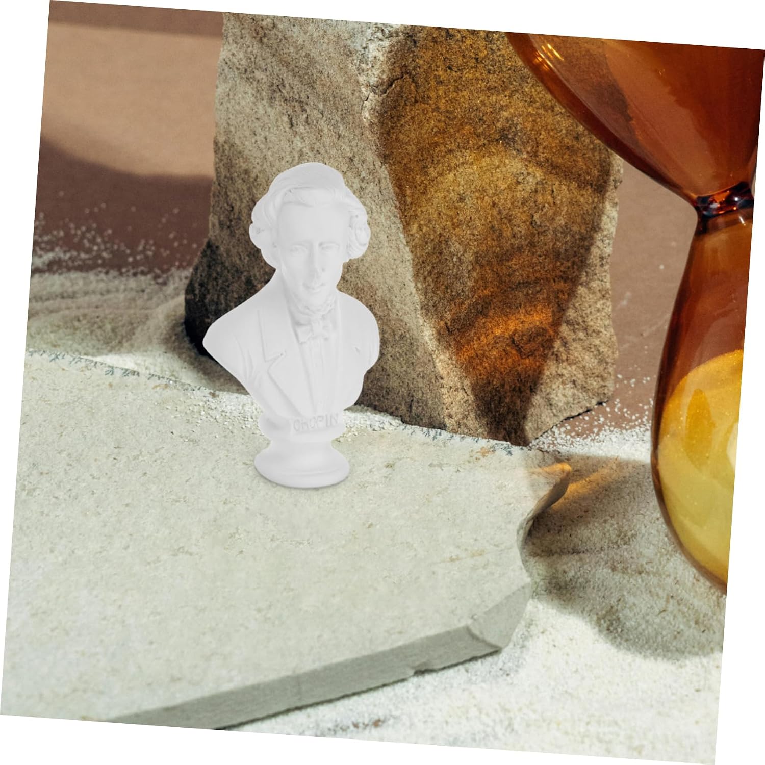GARVALON Resin Classical Bust Sculpture, Mini Musician Figurine, White
