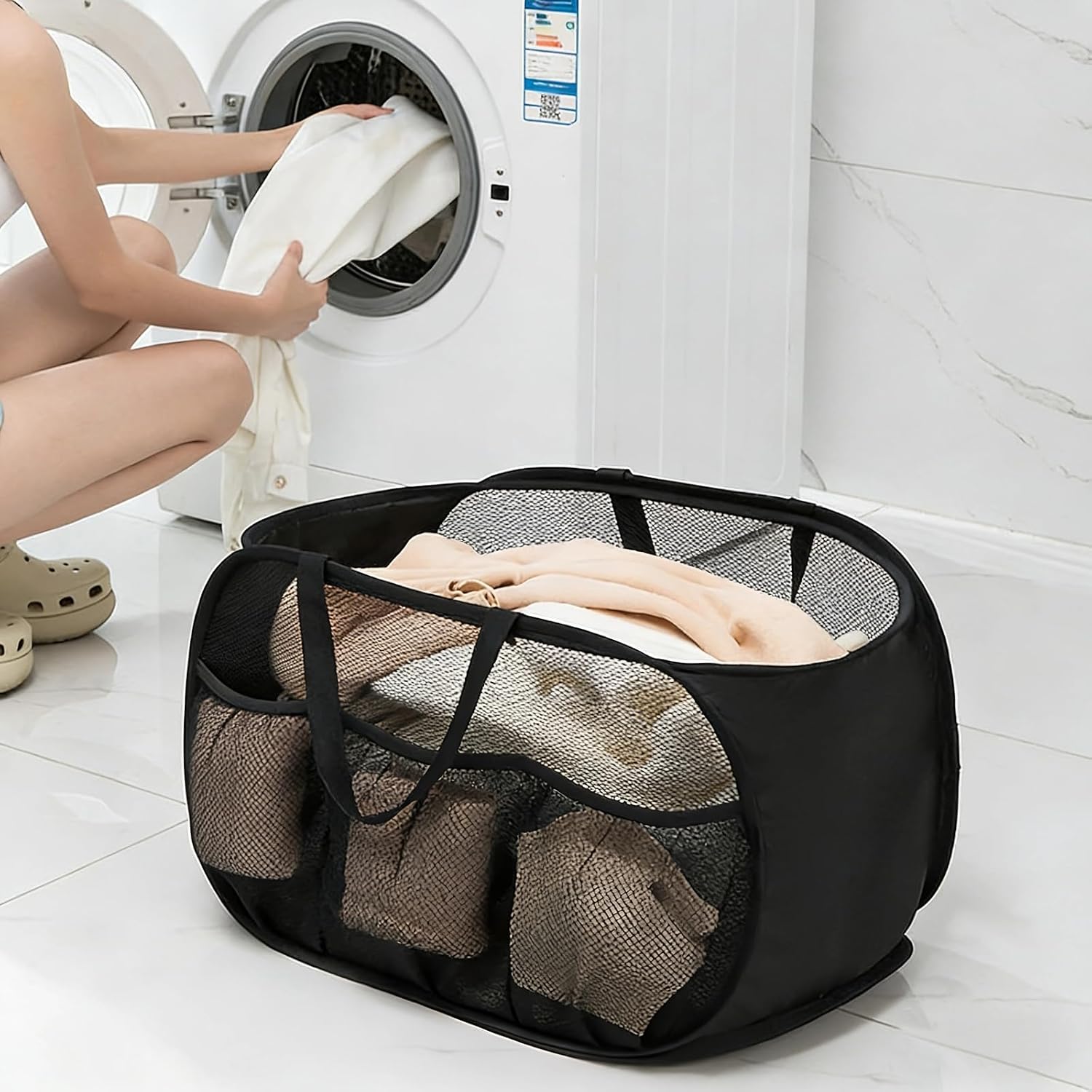 Collapsible Laundry Hamper with Lid, Pop Up Laundry Baskets,Foldable Laundry Hamper for Home, Laundry Room, Bedroom (Black (no lid))
