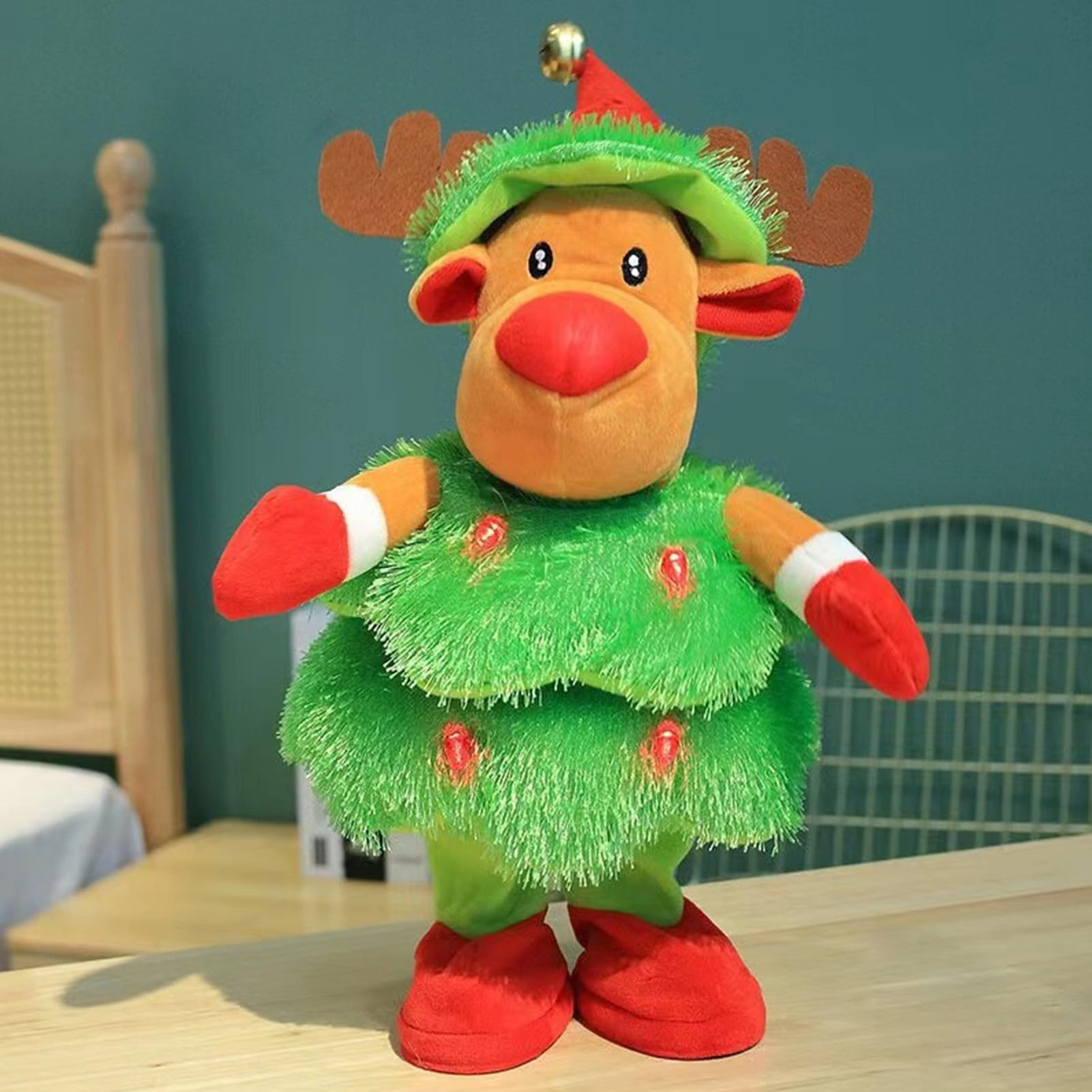 Giocattolo Pupazzo di Neve Natale Musicale Interattivo a Batteria | Bambola di Peluche Natalizia per Casa, Ufficio, Soggiorno, Camera da , Festa, Interno Auto, Appartamento