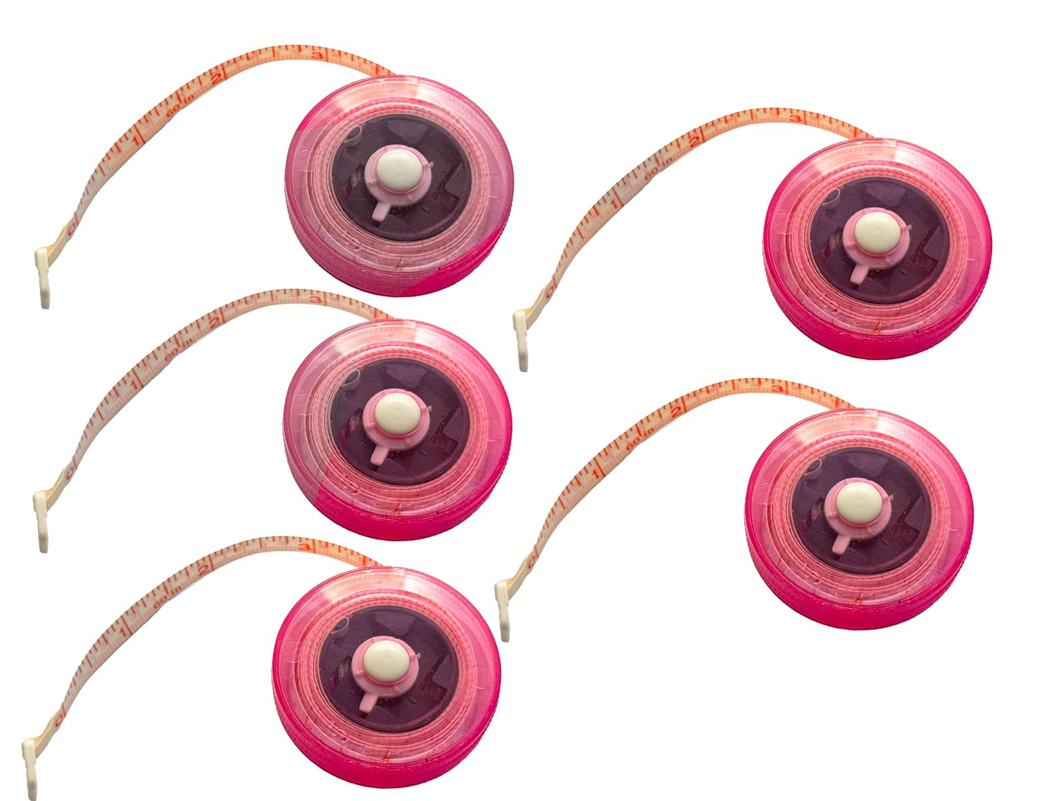 EMI Body Retractable Tape Measure - Transparent Pink - 5 Pack
