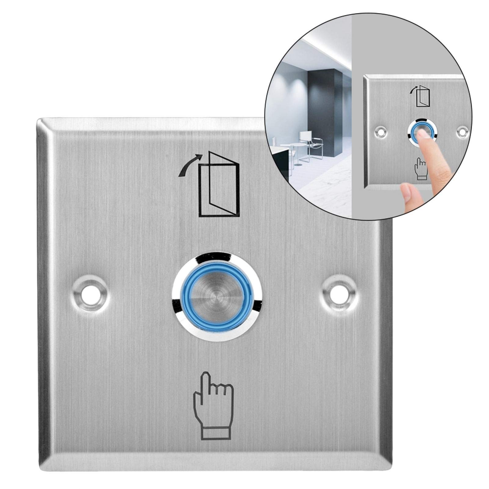 NO/NC/COM 86 * 86mm / 3.4 * 3.4in pour Bouton de Sortie, Bouton de Porte Durable, Interrupteur de Porte