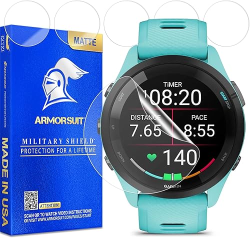 ArmorSuit Paquete de 6 protectores de pantalla antirreflejos para Garmin Forerunner 265 (1.812 pulgadas), película mate MilitaryShield, fabricado en