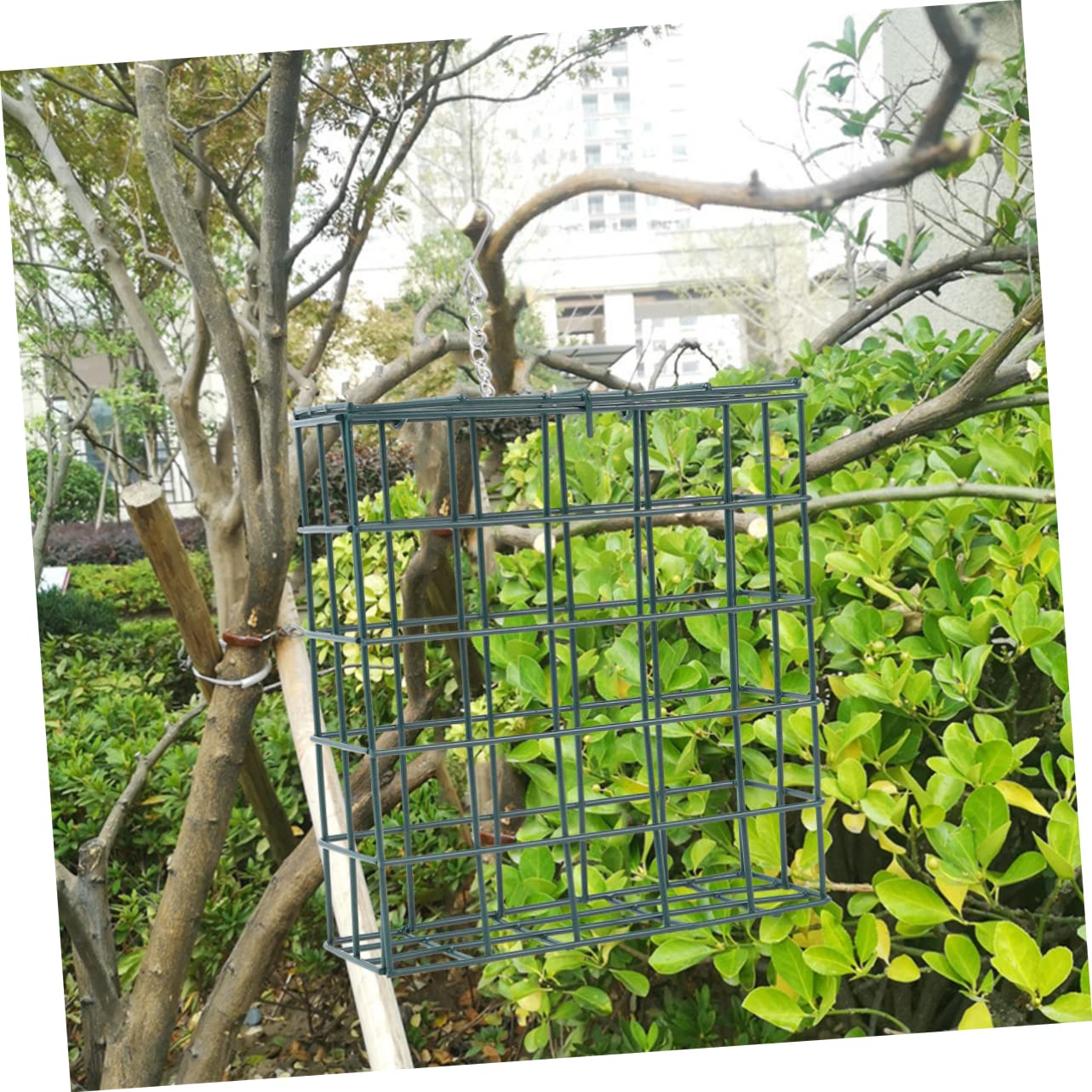 4 Piezas Squirrel Feeder comedero para pájaros Colgante Aves comederos para pájaros comedero para pájaros Cuadrado comedero para pájaros de Hierro Pastel sebo Ardilla alimentador