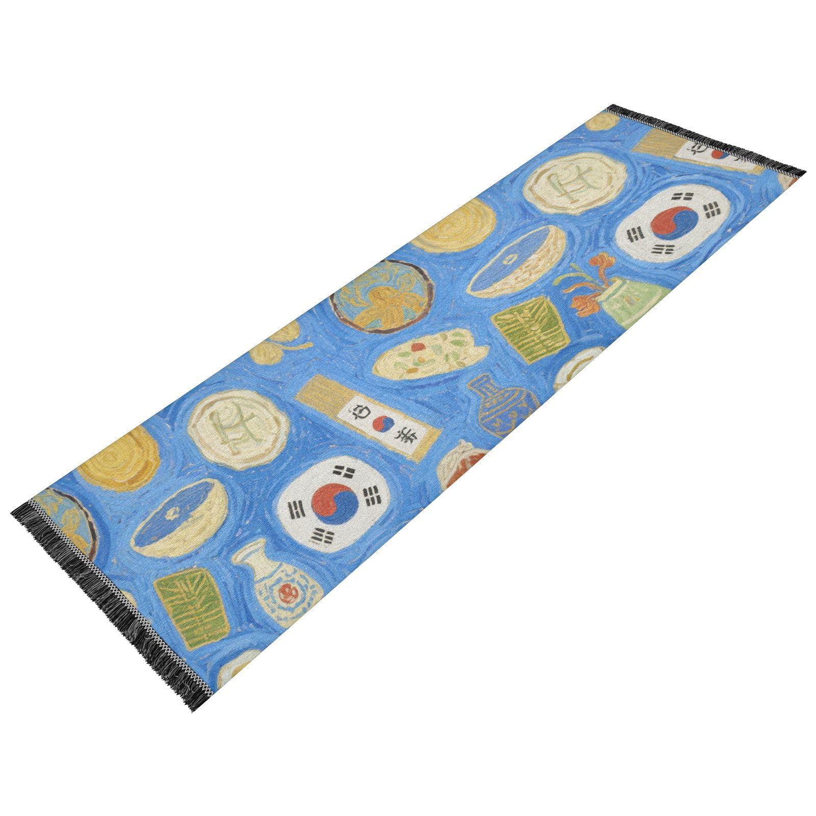Tapis antidérapant lavable pour couloir et buanderie bleu coréen