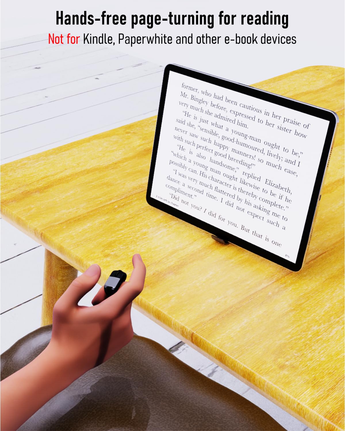Air-Fingerring-Maus mit Touchpad, Bluetooth/kabelloser Scroller für PC/iOS/Android, Fernbedienung für Kamera/Videoaufnahme/Kindle-App (schwarz)