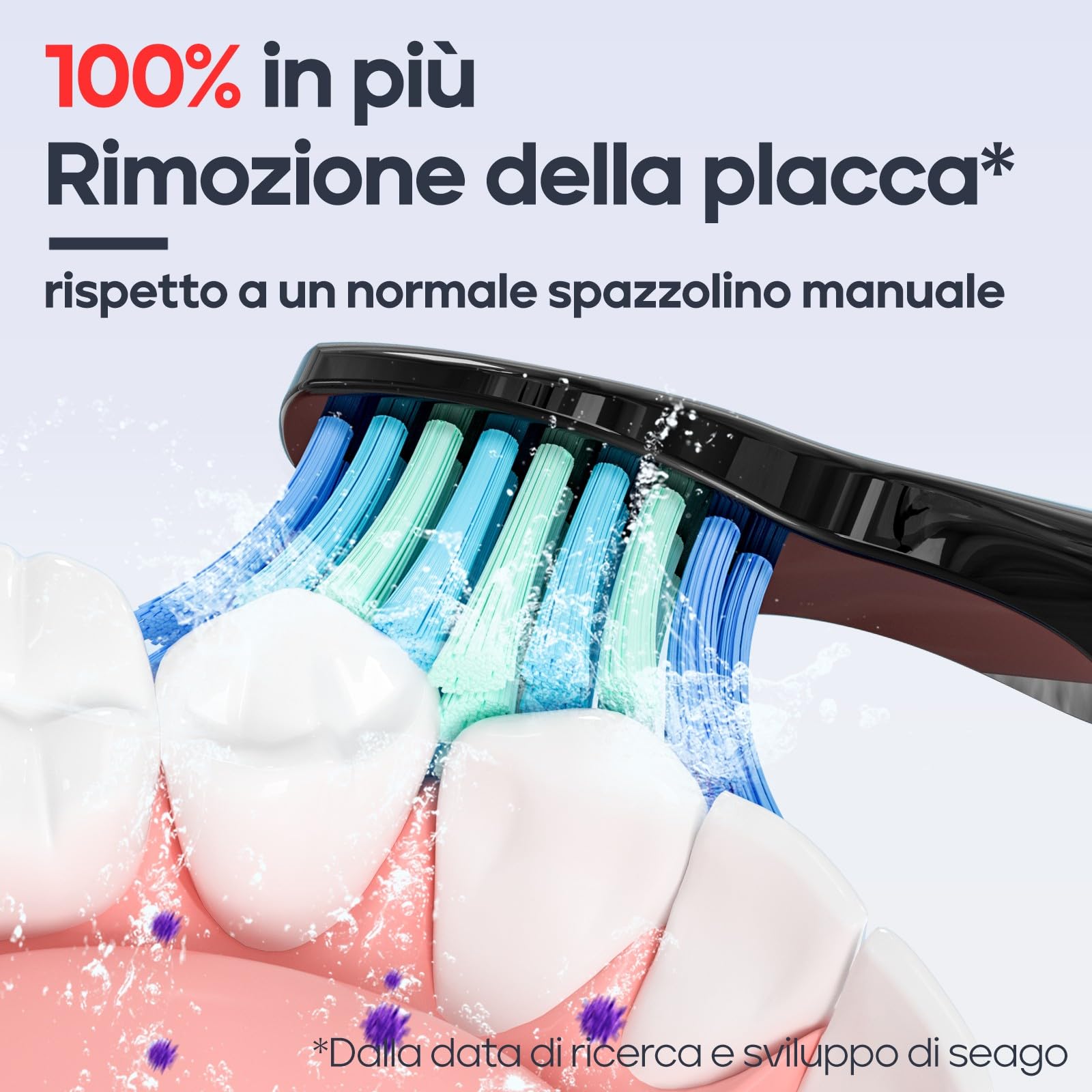 Seago Spazzolino Elettrico Spazzolino Da Viaggio Spazzolini Elettrici Per Adulti e Bambini 8 Testine Spazzolino 5 Modalità Spazzolino Da Denti Ricaricabile SG-958 (Nero)