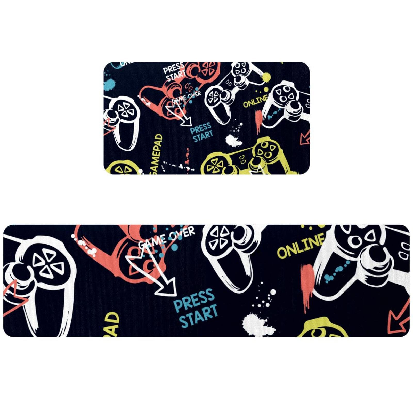 Alfombra de cocina lavable y antideslizante con estampado de mandos de juego en pack de 2