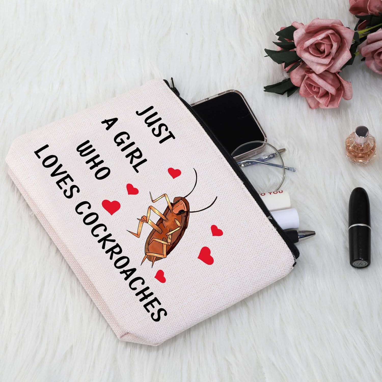 G2TUP Cockroach Lover Gift Who Loves Cockroaches Makeup Bag Cockroach Design Cosmetic Bag Cockroach Merch (Loves Cockroaches MB) - Image 6