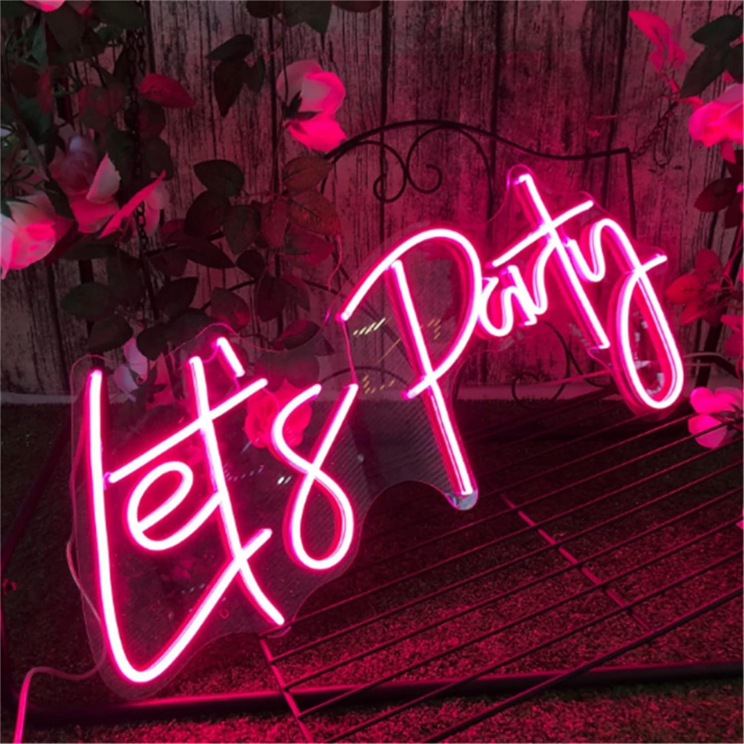 Neonowy znak świetlny LED Let's Party Neonowy znak, Neonowe światła LED na Boże Narodzenie Dekoracja urodzinowa Lampy tła Wall Art Home Bar Pub, 60x26cm