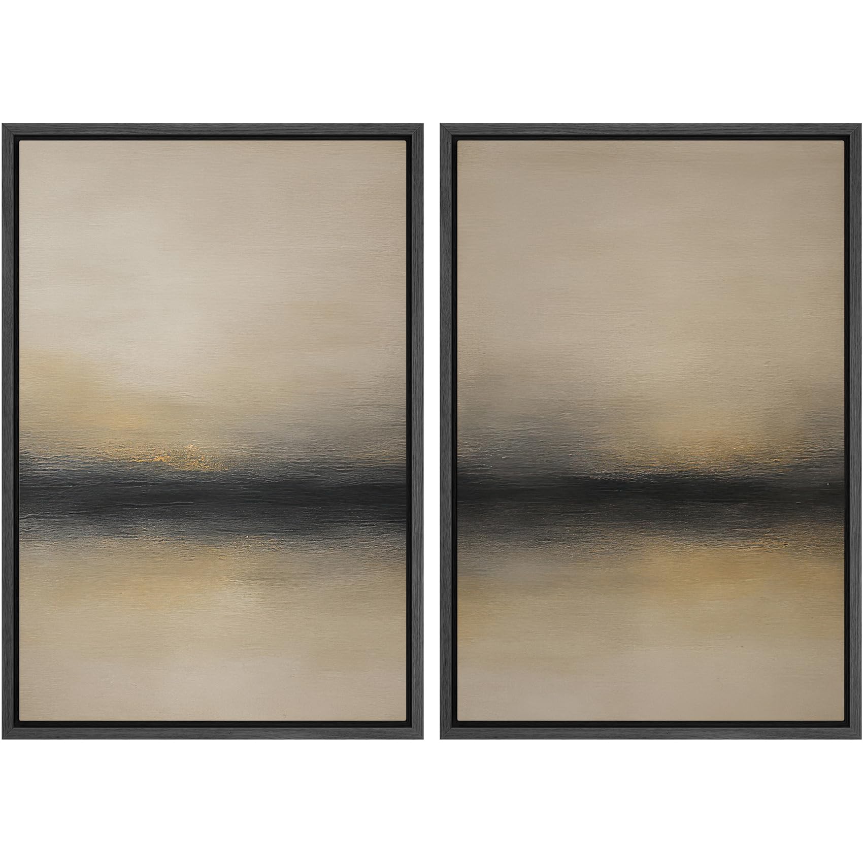 MUDECOR Framed Canvas Print Wall Art Monochromatic Gradient Abstract Minimalist Gray Illustrations Modern Art Decorative Bohemian Colorful Chic for Living Room, Bedroom, Office - 16"x24"x2 Black — view 26