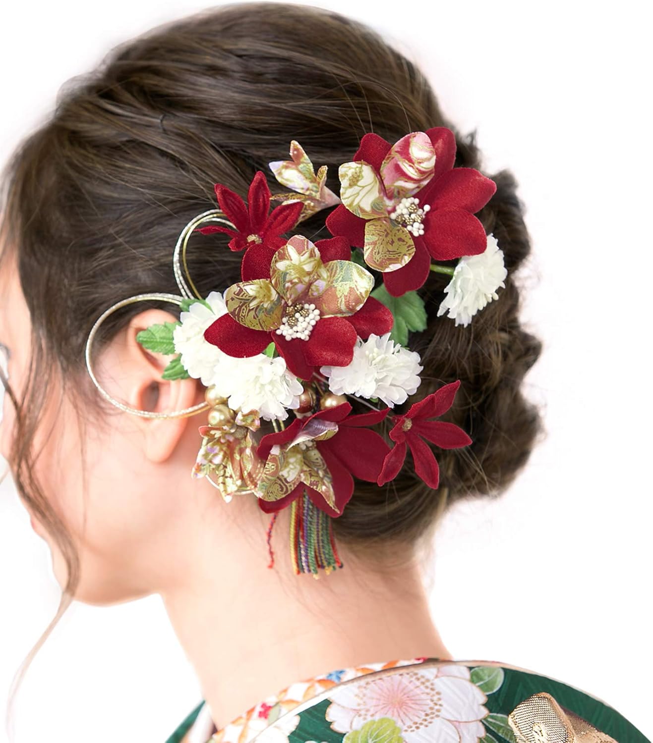 133 からし色 友禅 振袖フルセット正絹 金駒刺繍 おぼろ染 裄68.5 から