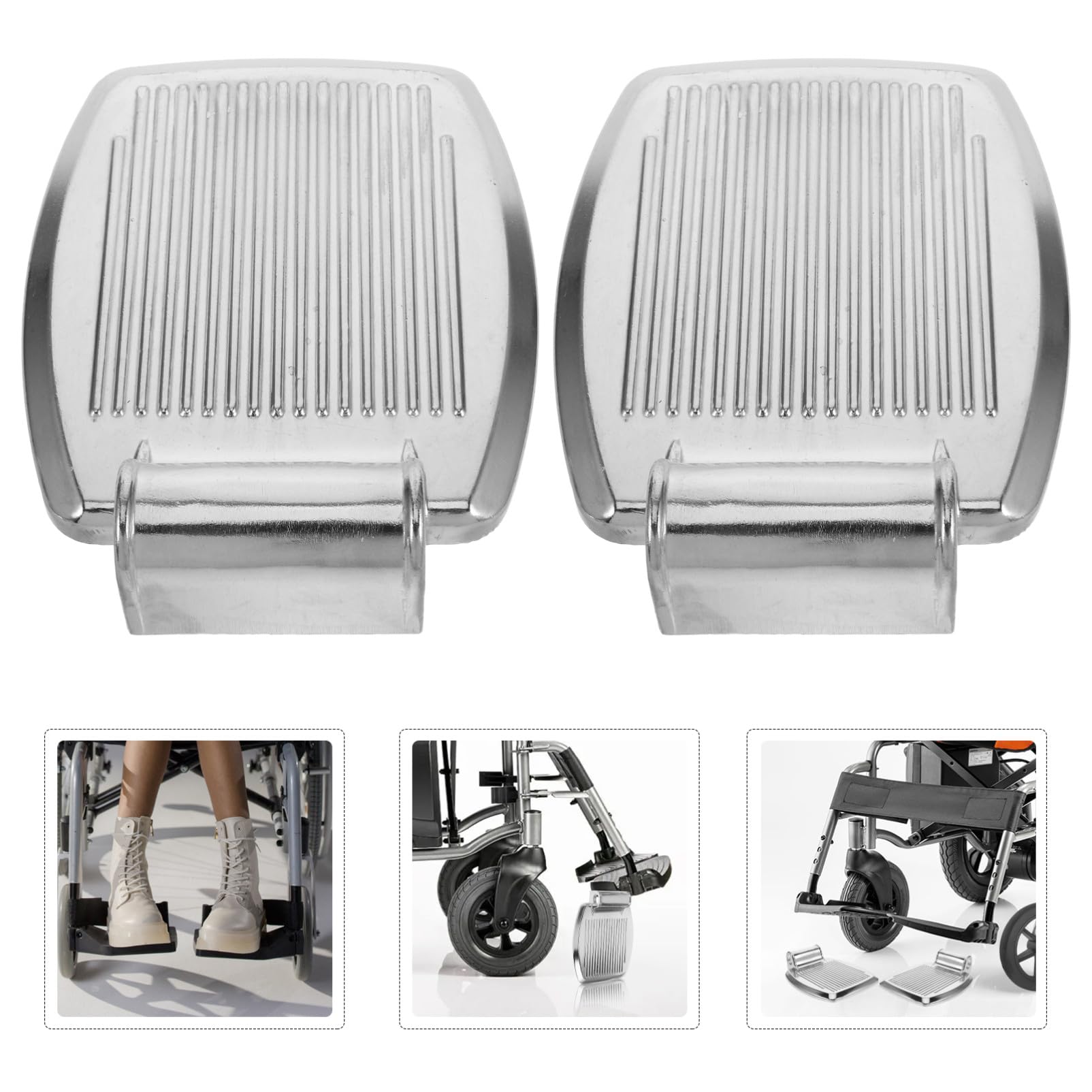 Poggiapiedi 2 Pezzi in Lega di Alluminio e Maggiore Sicurezza Diametro del Buco 19mm, Facile Installazione per Sedia a Rotelle e Scooter per Anziani