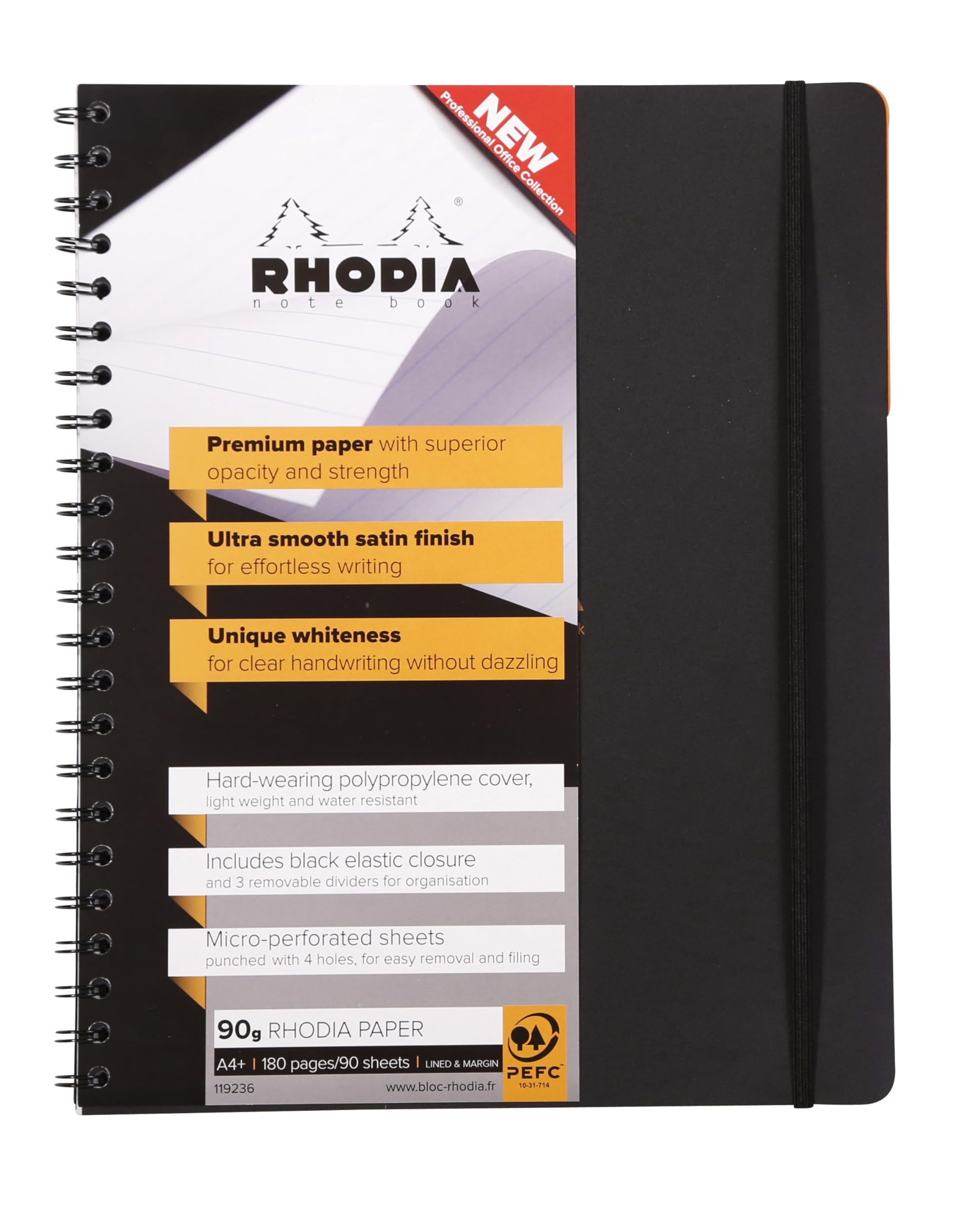 Rhodia, Ref 119236C_PAQ, Wirebound PP Business Book (180 Pages), A4 Size, Lined Rulings, 90gsm Vellum Paper - Image 2