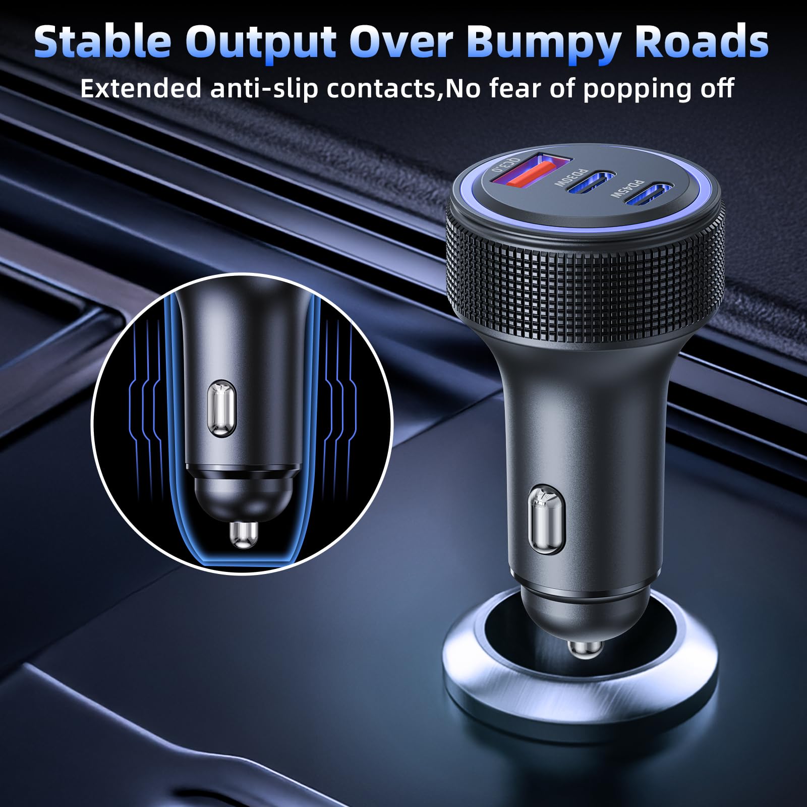 Chargeur Allume Cigare USB C 3 Ports 93W PD QC 3.0 Chargeur Voiture Charge Rapide Prise Allume Cigare 12V,pour iPhone iPad Samsung Huawei Xiaomi Tabletetc - 5