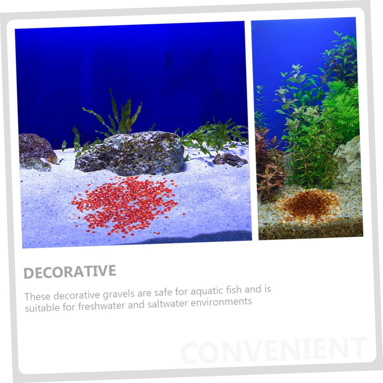 Kichvoe Aquarium Gravel and Terrarium Pebbles Set, Natural Colored Glass Stones 500g (China Red 250g + Amber 250g) for Fish Tank Substrate and Indoor Plant Decor