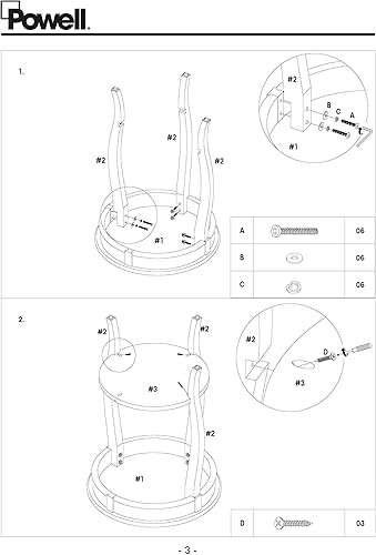 Miniatura 22 de Powell Furniture Mesa redonda con estante, color negro