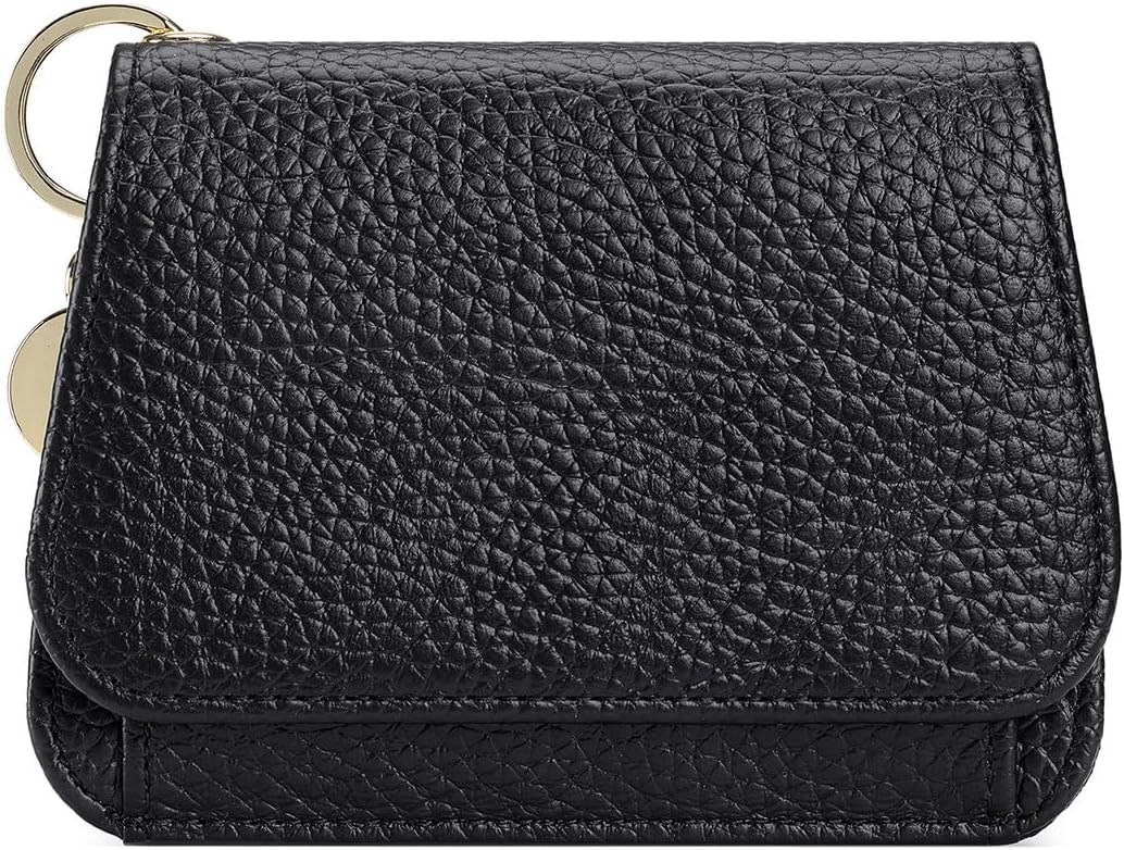 Slim Wallet for Women RFID Blocking Genuine Leather Ladies Keychain Wallet with Zipper Coin Pocket ID Window, Black - Image 7