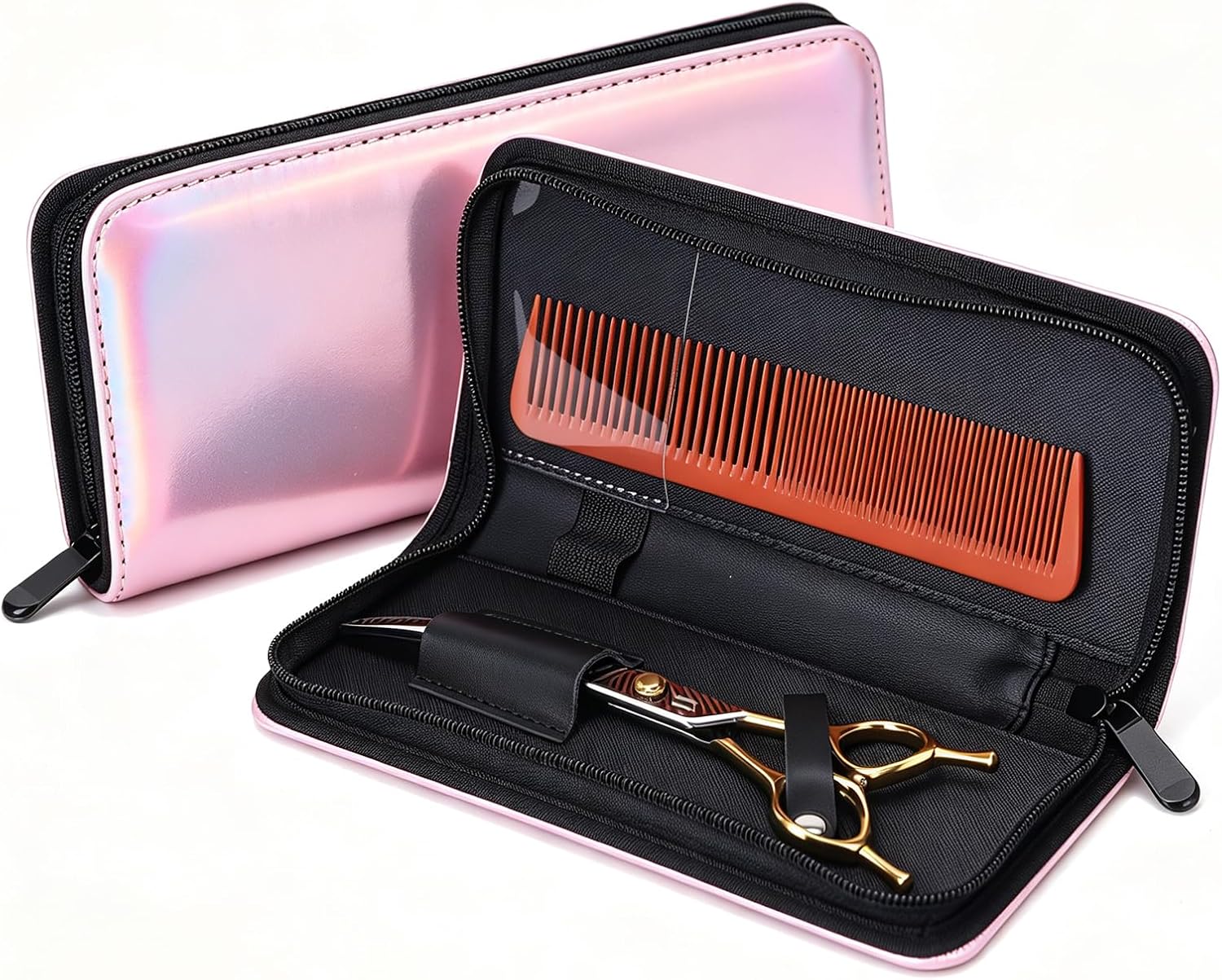Pet Grooming Scissors Storage Case, Professional Dog Grooming Shears Organizer Bag, Portable Zipper Carrying Case for Grooming Scissors, Combs & Accessories, Water-Resistant PU Travel Case (Case Only)