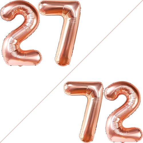 Miniatura 9 de KatchOn, Globos verdes oscuros del número 27 de 40 pulgadas, globos verdes del número 27 para decoraciones de cumpleaños de 27 para mujeres, globos