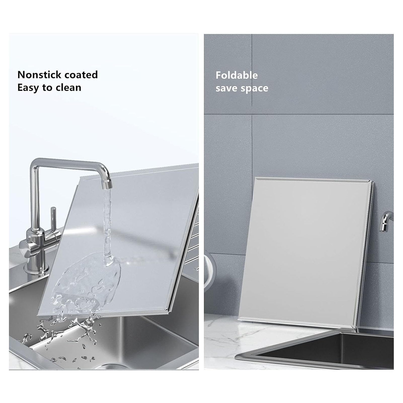 Generico Paraschizzi in Acciaio Inox Resistente alle Alte Temperature per fornelli da Cucina, Spessore maggiorato, Isolamento Termico Contro Fumo e Grasso di frittura (Dimensioni: 2 Lati - 45x40 cm)