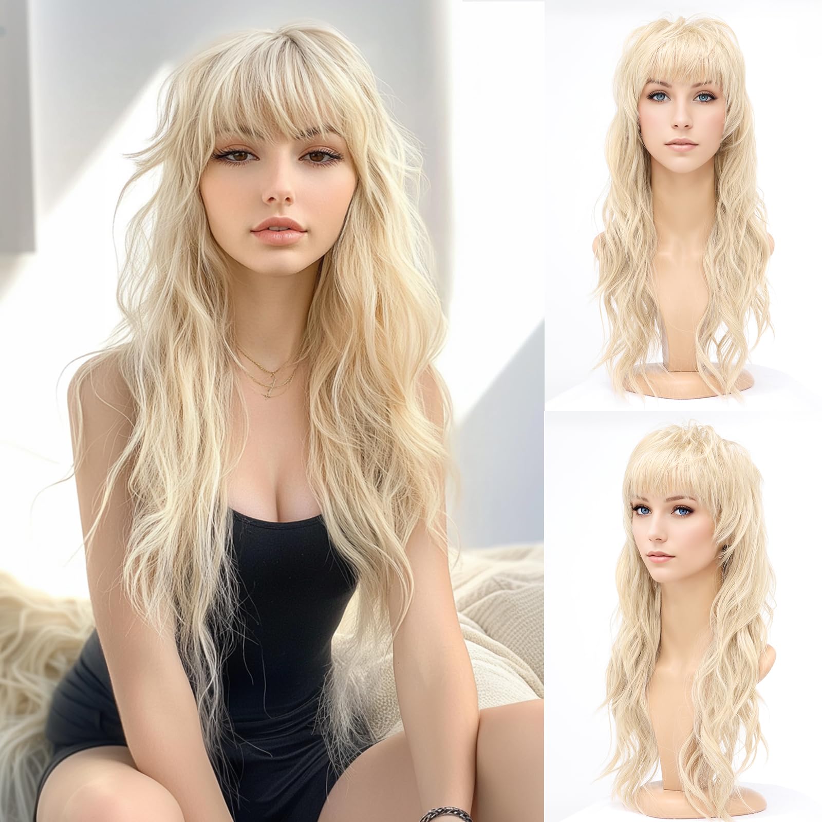 Amazon.com : SeclitWu 80s 90s Retro Blonde Mullet Wigs Pixie Cut