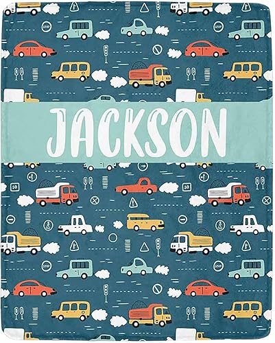 Artsadd Manta de transporte personalizada para niños con nombre, señales de tráfico de automóviles, manta para envolver para bebés y niños, ropa de disponible en Yaxa Colombia