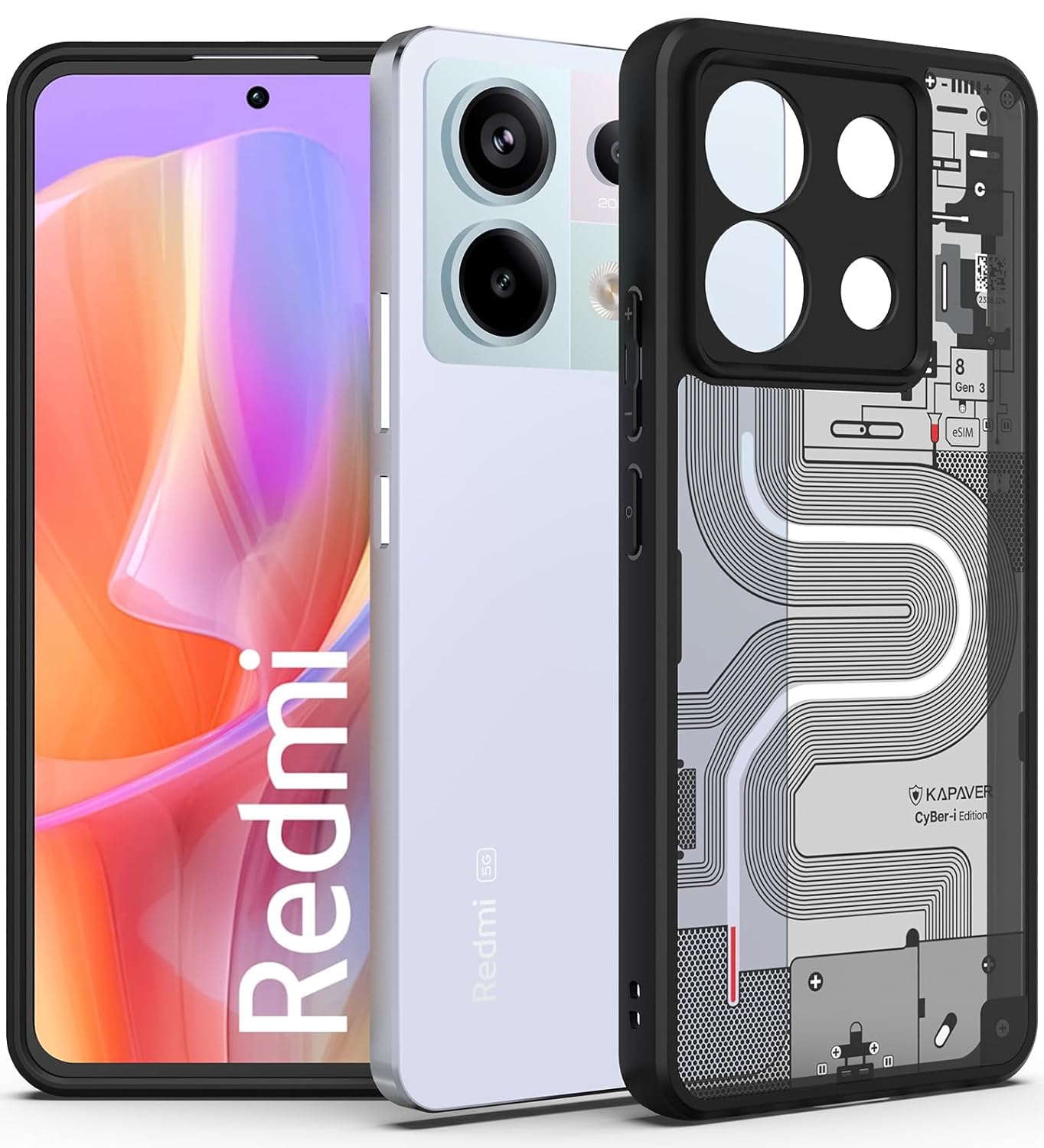 KAPAVER Cyber-i Edition Back Cover Case Compatible with Redmi Note 13 Pro (PC+TPU) (Cyber-i Black) KAPAVER Cyber-i Edition Back Cover Case Compatible with Redmi Note 13 Pro (PC+TPU) (Cyber-i Black)