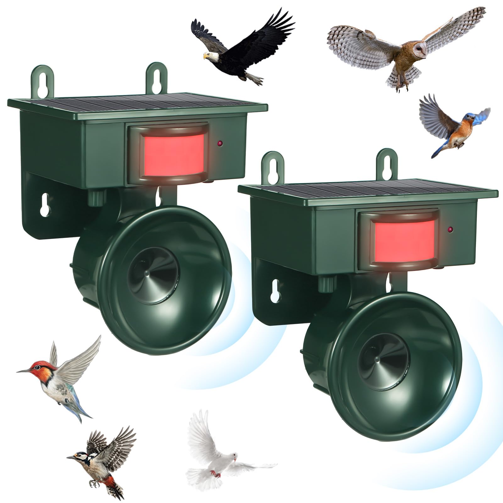 Photo 1 of 2026 Solar Ultrasonic Bird Repellent Devices IP65 Bird Repeller Outdoor Motion Activated Bird Deterrents for Outside Pigeon Repellent Woodpecker Goose Deterrent for Rooftops Porch Patio Balconies(2)