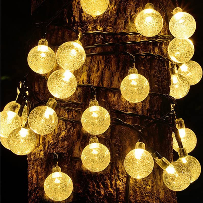 SuperGift.com 60 LED 20Ft/6M Solar String Lights, Solar Powered Waterproof Garden Lights Crystal Ball Decorative Lights Indoor Outdoor for Garden, Patio, Yard, Christmas Tree (Warm White)