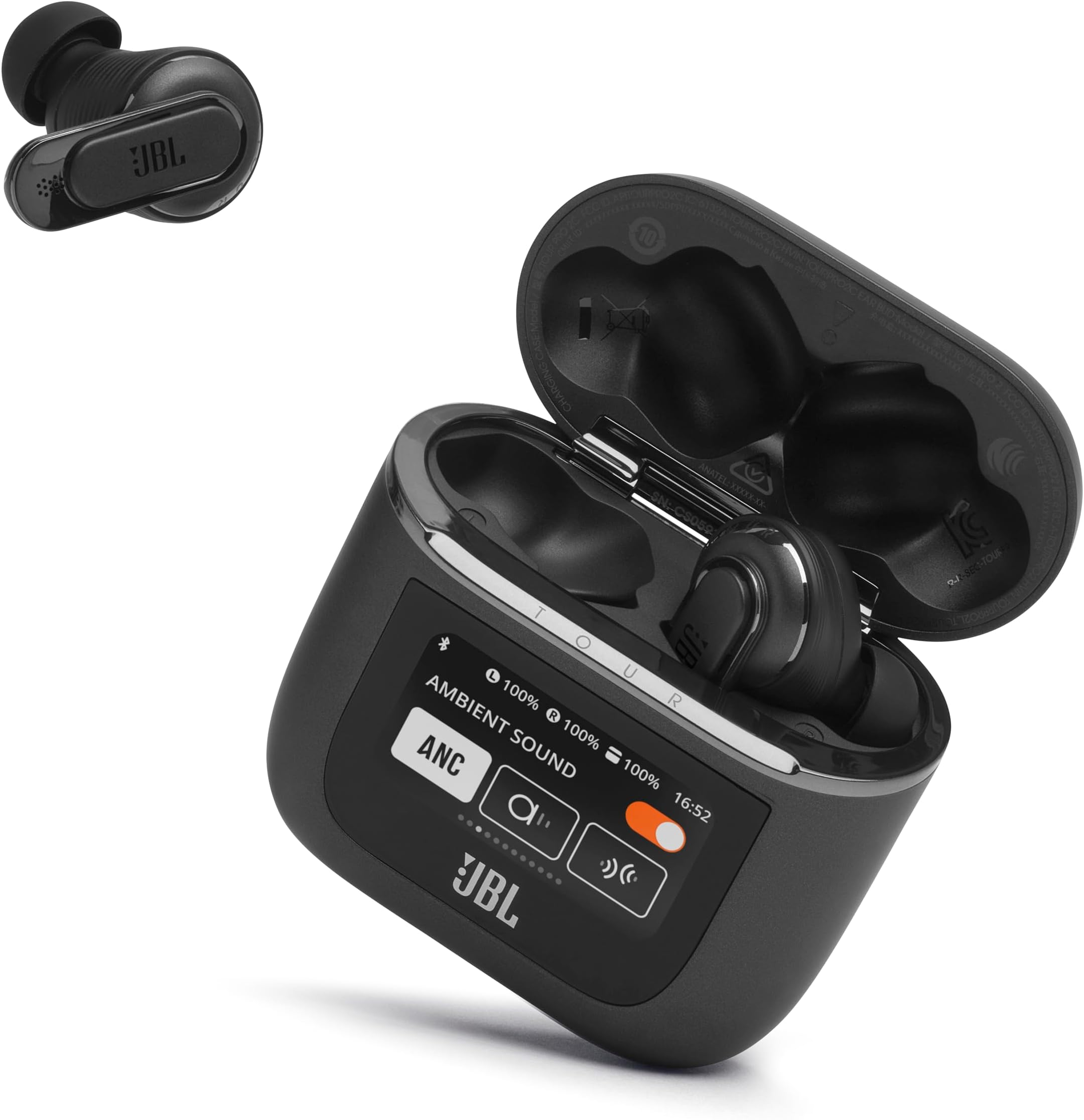 Tour Pro 2 - True Wireless Noise Cancelling Earbuds with Smart Charging Case, 6-mic Perfect Calls with Voice Control, Up to 40hrs of Playtime, Immersive JBL Spatial Sound (Black)