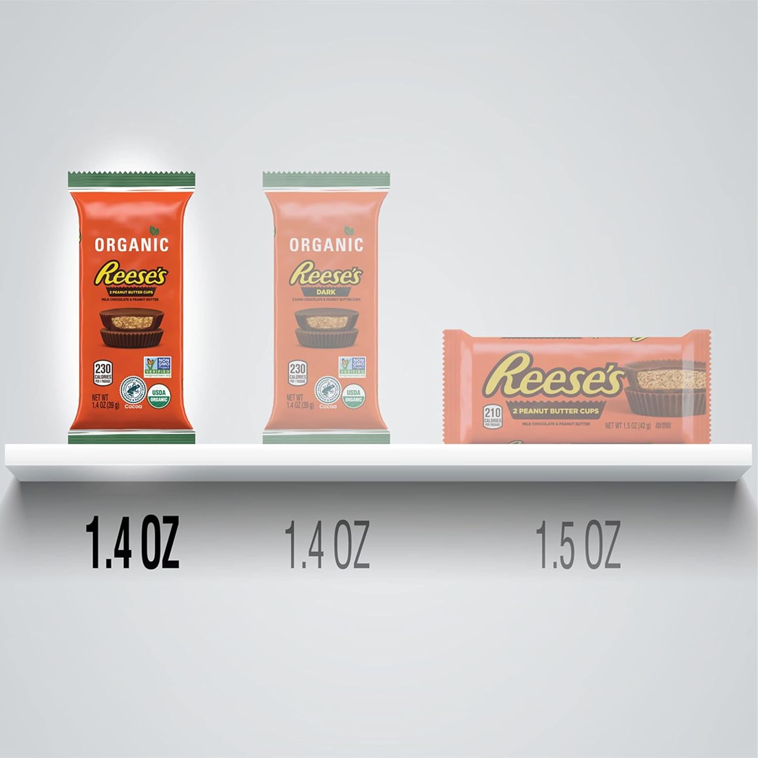 REESE'S Organic Milk Chocolate Peanut Butter Cups Candy, Individually Wrapped, 1.4 oz Pack