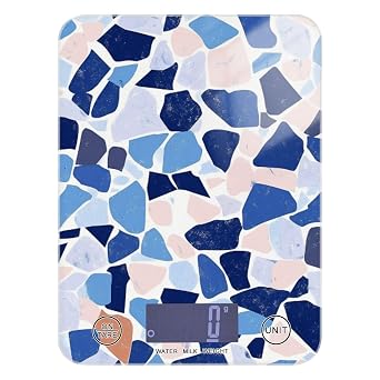 Terrazzo Pattern Glory Blue bariatric food scale for kitchen 11lb/0.18oz, 5kg/5g Easy Clean kitchen scale with 4 unit for roasting Keto bascula para cocina