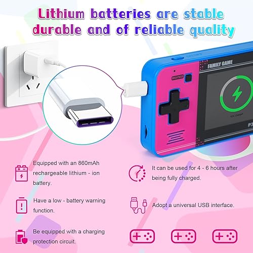 Miniatura 3 de Juego de mano para niños, videojuegos integrados de 220 bits de 32 bits, pantalla IPS de 3.0 pulgadas, juego portátil recargable, mini arcade de