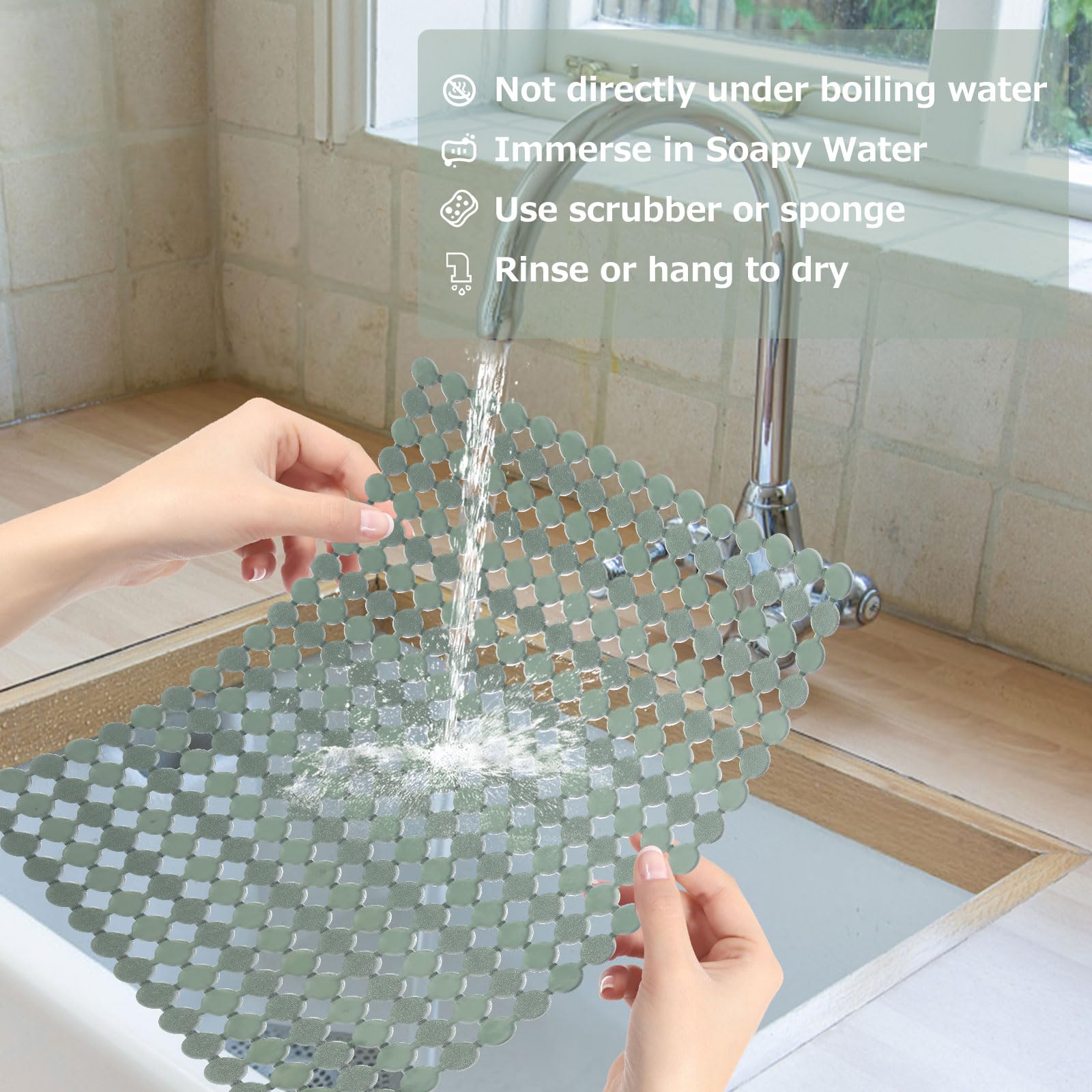 Tappetini Lavello In PVC Antiscivolo - 2 Pezzi 30x40cm Per Protezione Ceramica/Acciaio - Foto 7