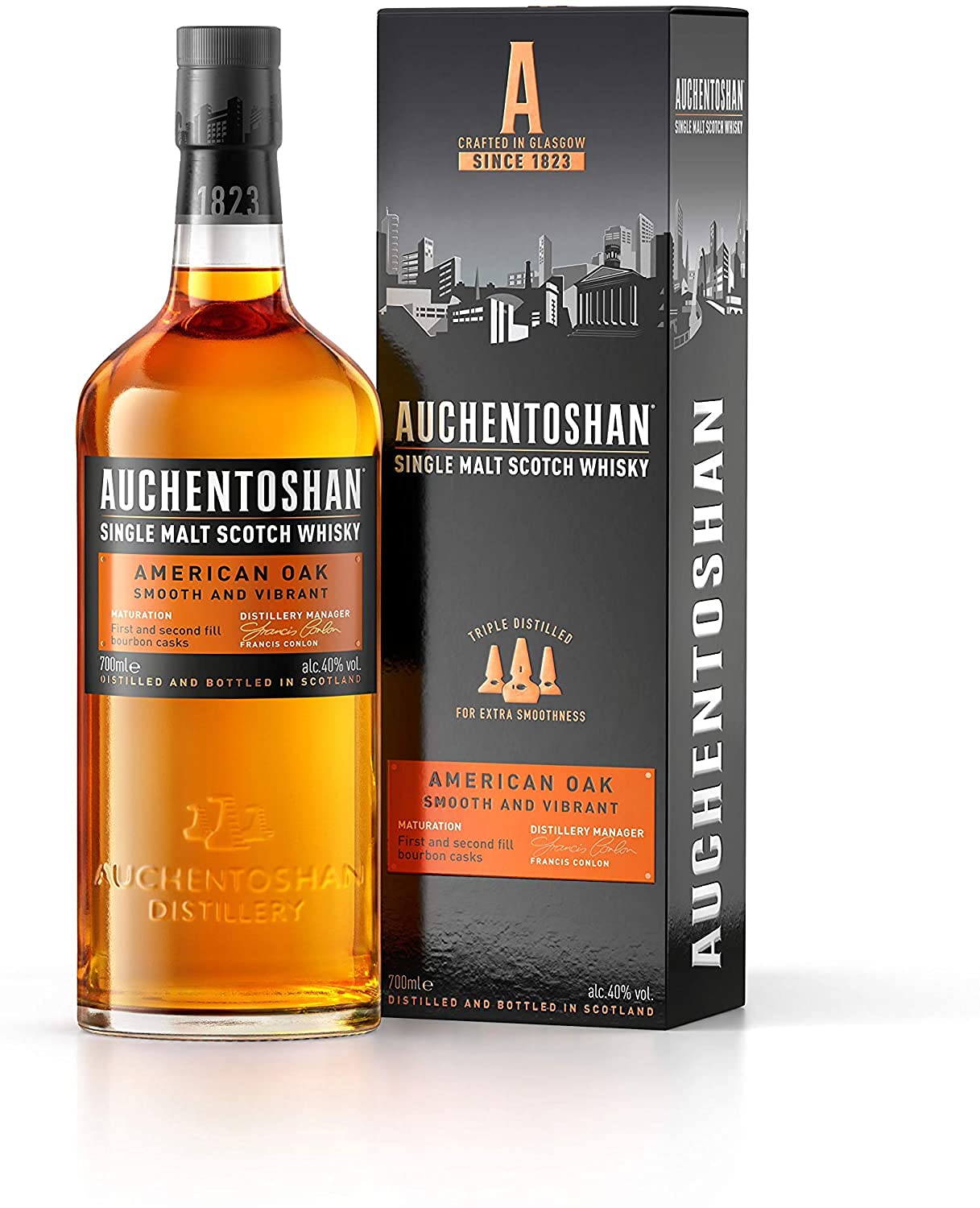 Auchentoshan American Oak | Single Malt Scotch Whisky | mit Geschenkverpackung | fruchtiger Geschmack | 40% Vol | 700ml Einzelflasche