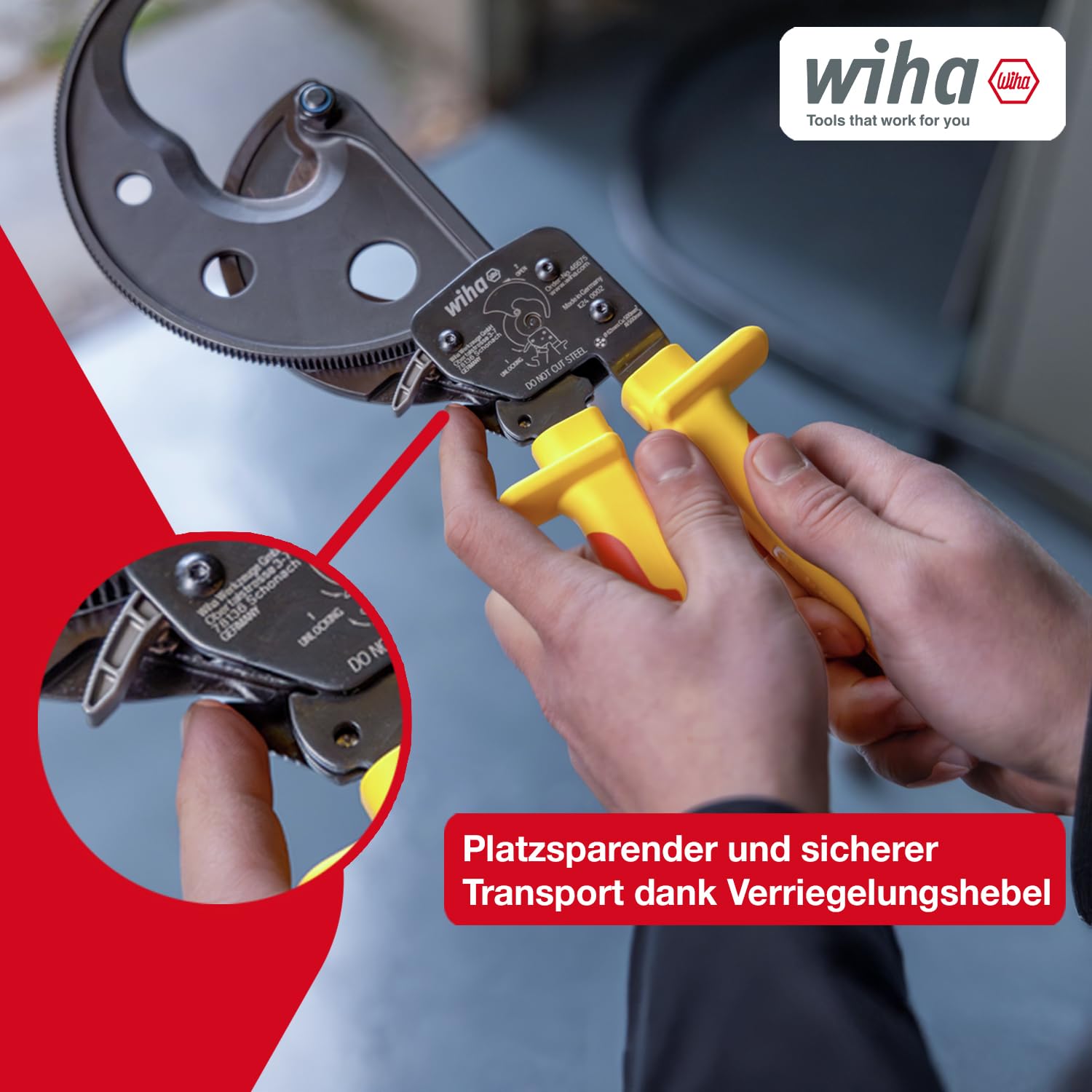 Wiha Kabelschneider bis 500 mm² I Ratschenkabelschneider für Cu- und AI-Kabel I Kabelschere mit Ratschenprinzip I Ratschenschneider für Aluminium- und Kupferkabel