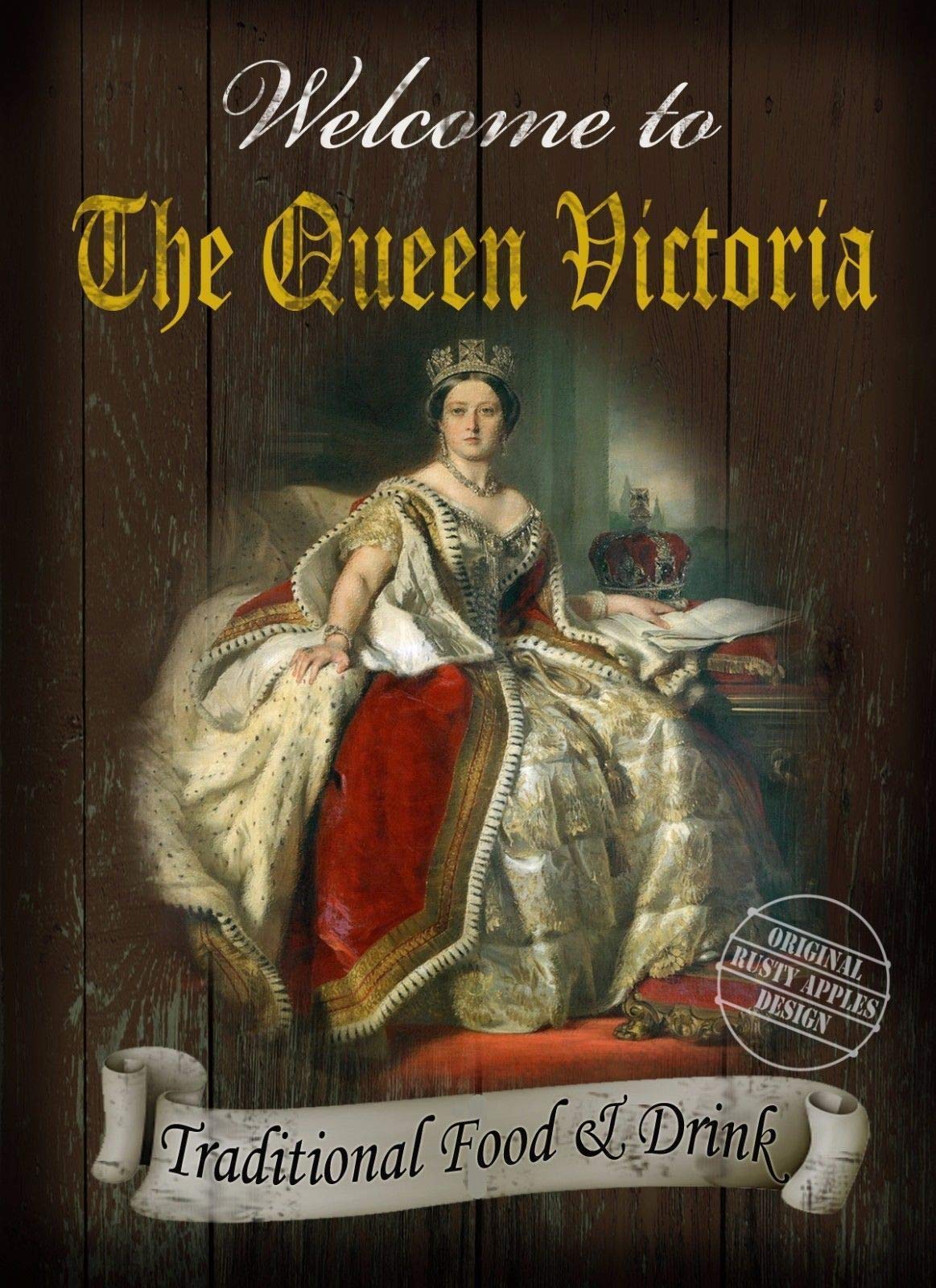 The Rusty Apples Metal Sign Co The Queen Victoria – Old English Vintage Style - Metal Pub Sign – 3 Sizes To Choose