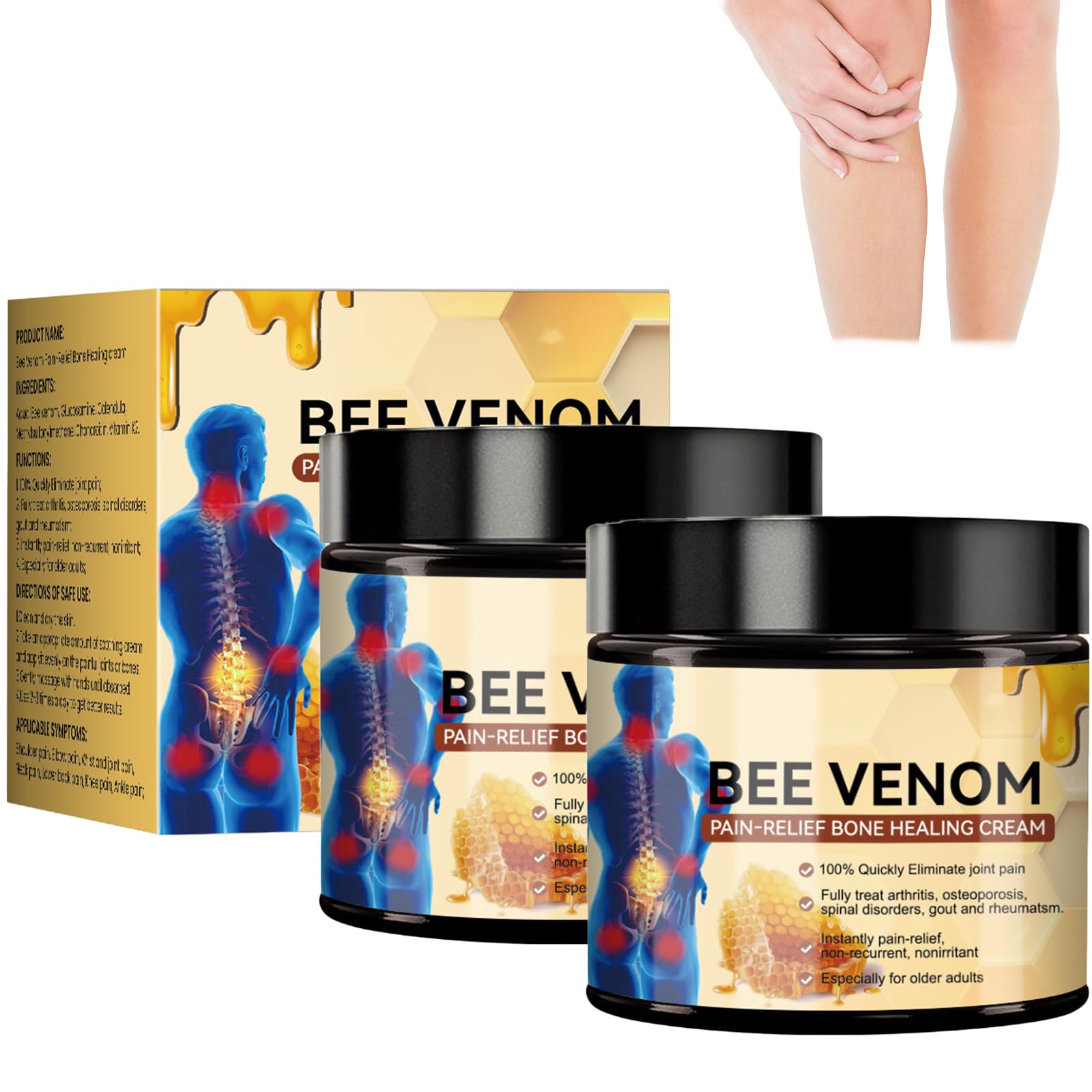 Bienengift Creme, 2 Stück Aetheris Bienengiftsalbe, Bienenvenen Fortgeschrittene Gelenk- Und Knochen Creme, Sofortige Bienengift Creme