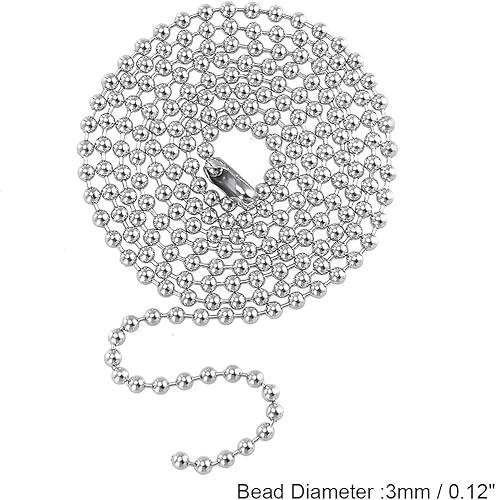 Miniatura 3 de Extensión de cadena de tracción Ventilador de techo con cuentas de acero inoxidable 3 pies de longitud 0.118 in de diámetro
