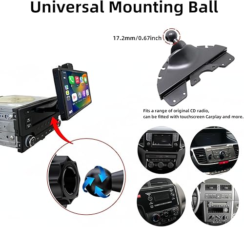 Miniatura 3 de Epronic Soporte de repuesto para GPS para automóvil, base de montaje en ranura de CD, pieza de soporte de teléfono para automóvil, adaptador de bola