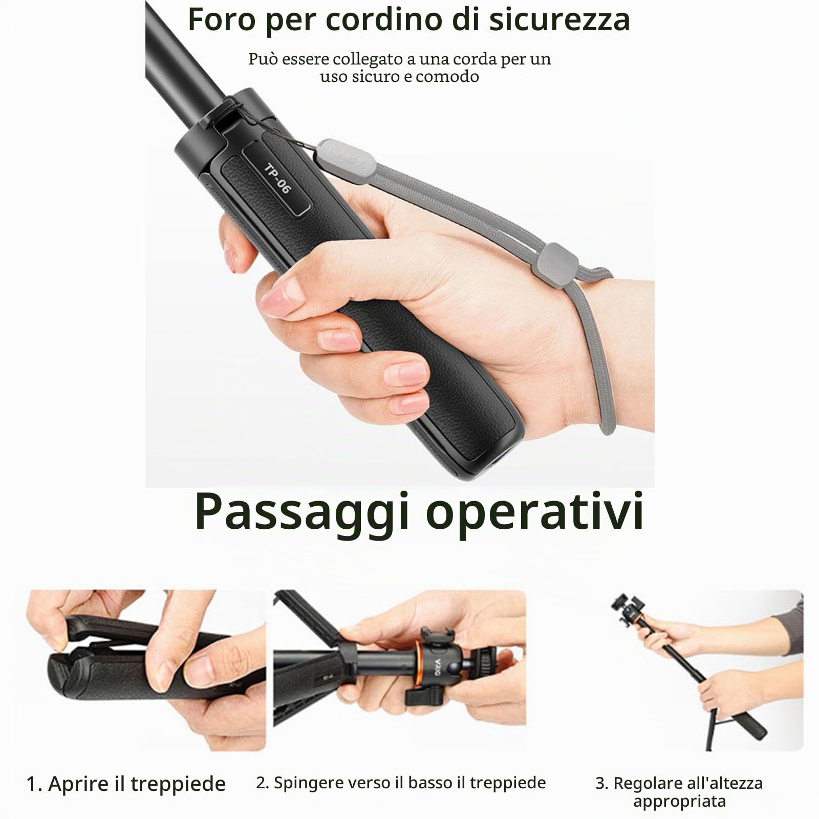 Treppiede estensibile Selfie Stick per DJI Osmo Pocket 3 Lunghezza asta regolabile con giunto cardanico girevole per Insta360 ONE X3/X2