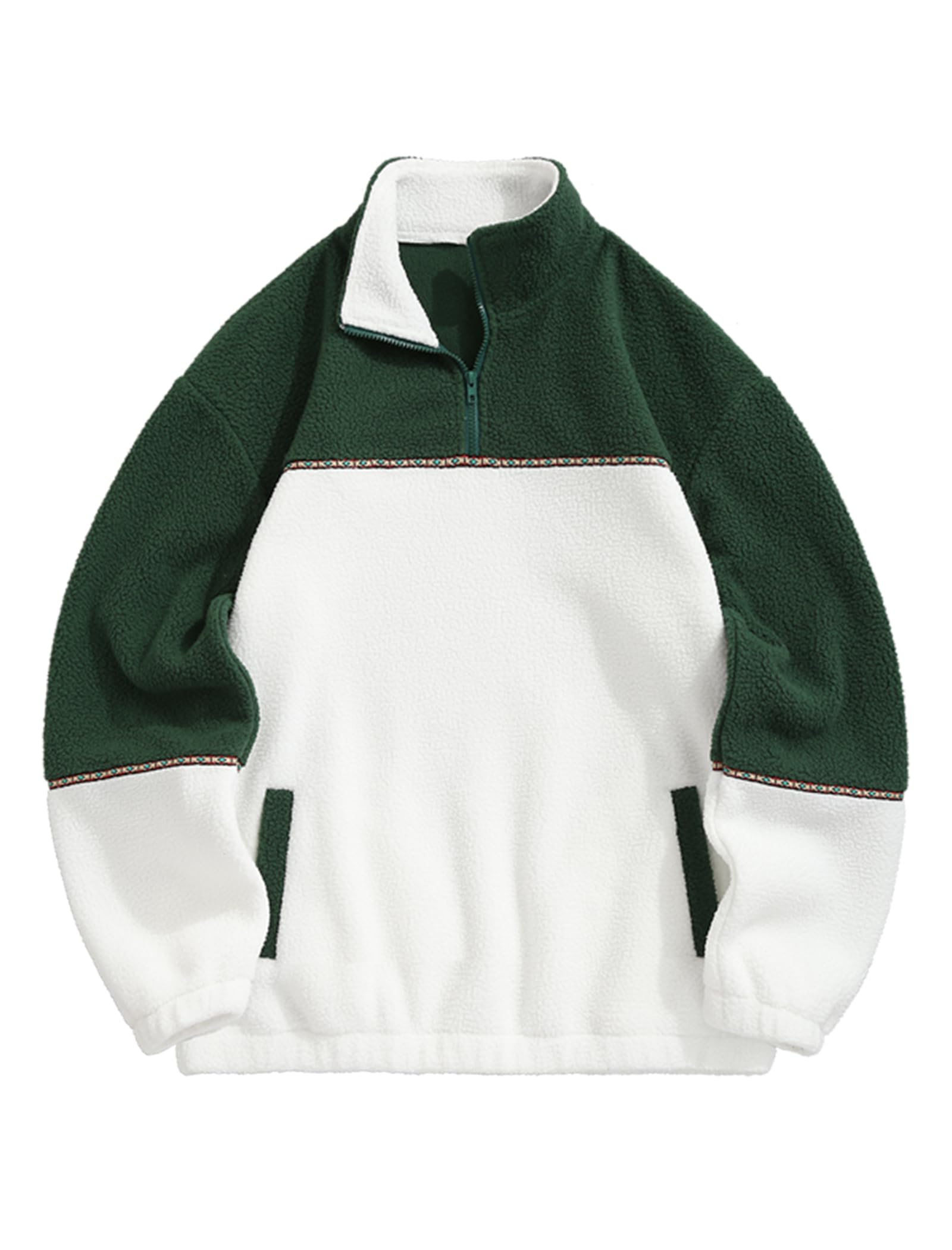 ZAFUL Men 1/4 Zipper Ethnic Aztec Fleece Unisex Winter Sweatshirt Tops 2026