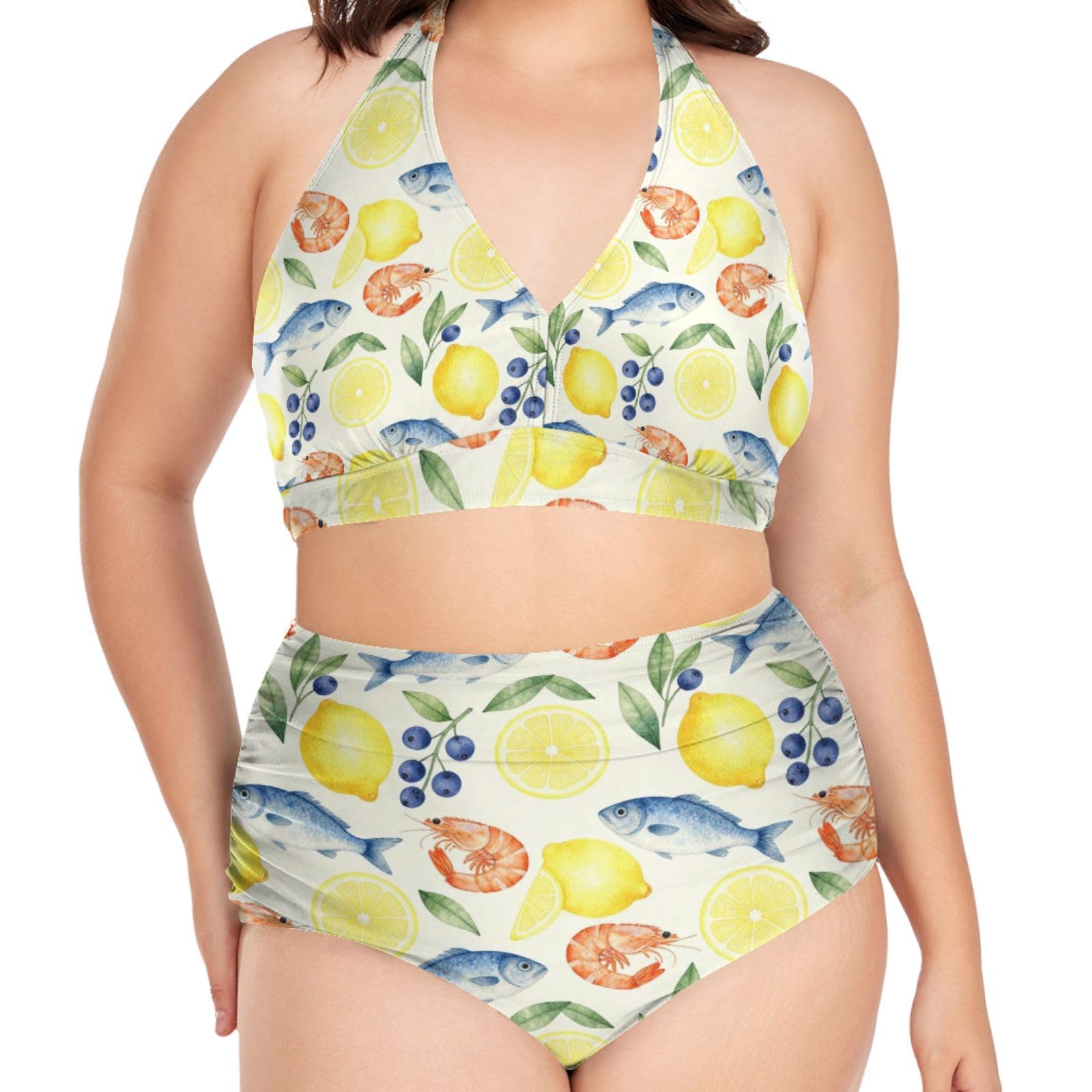 FRODOTGV Curvy - Costume da bagno a due pezzi da donna, taglia L-4XL